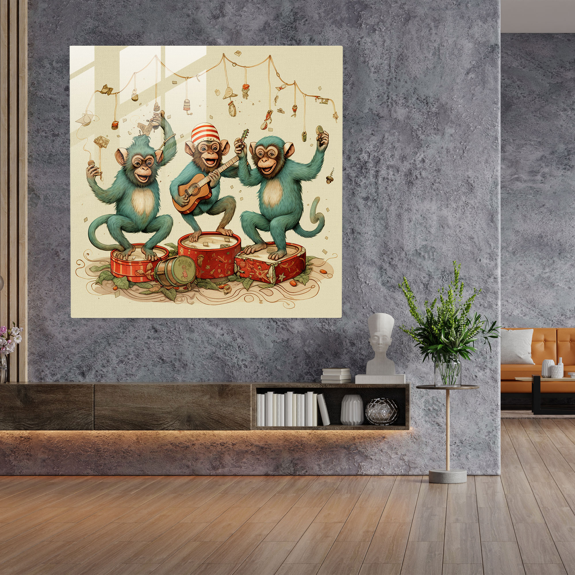 3 Monkey Glass Art Print - 3 Monkey, Glass Print, Glass Wall Art, 3 Monkey