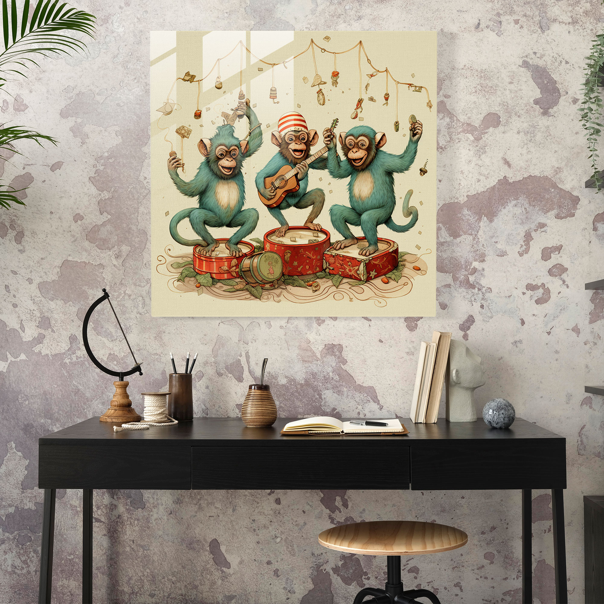 3 Monkey Glass Art Print - 3 Monkey, Glass Print, Glass Wall Art, 3 Monkey