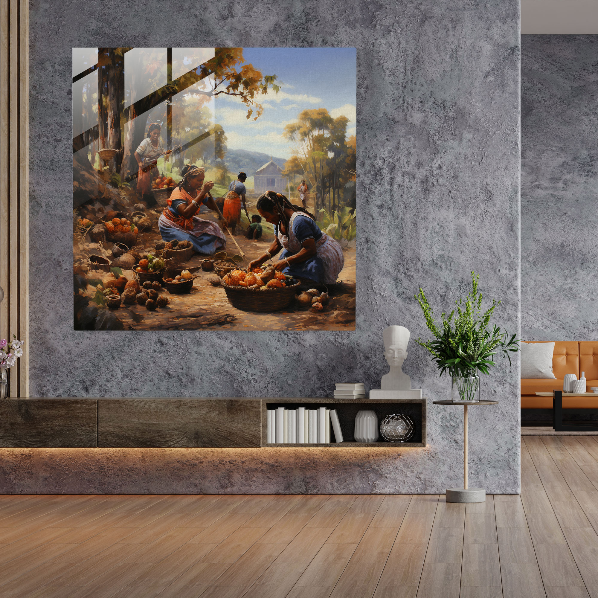 Aborijinal Çağanak Hasat Cam Tablosu - Cam Tablo Cam Sanatı Modern Sanat