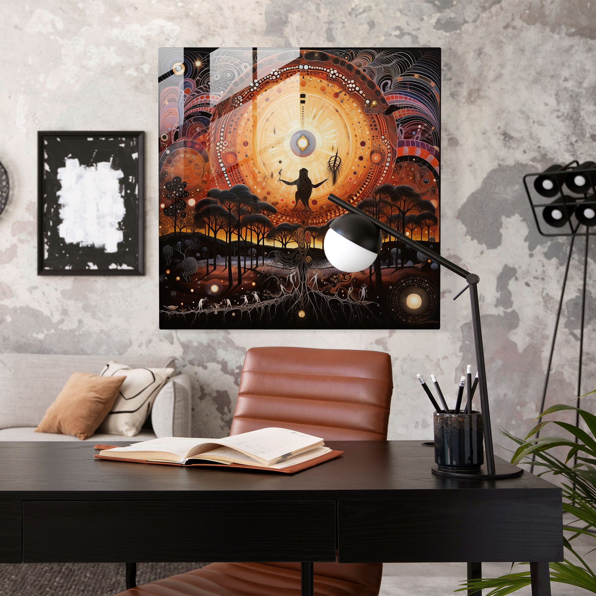 Dreamtime Spirits Glass Print - Aboriginal, Home Decoration, Ancient Folklore, Glass Print