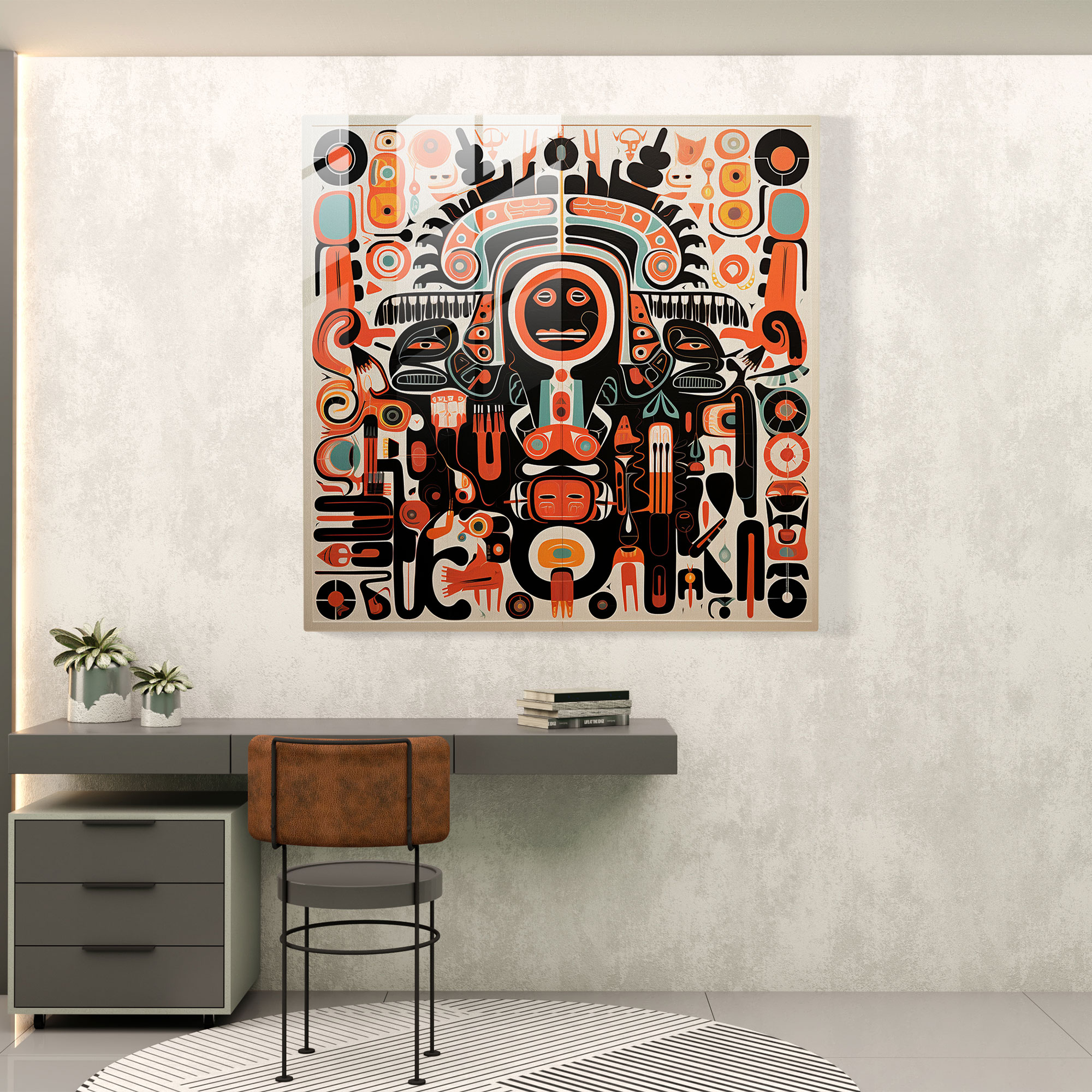 Indigenous Art Symbols Glass Print - Aboriginal, Glass Wall Art, Cultural Symbolism, Home Decoration