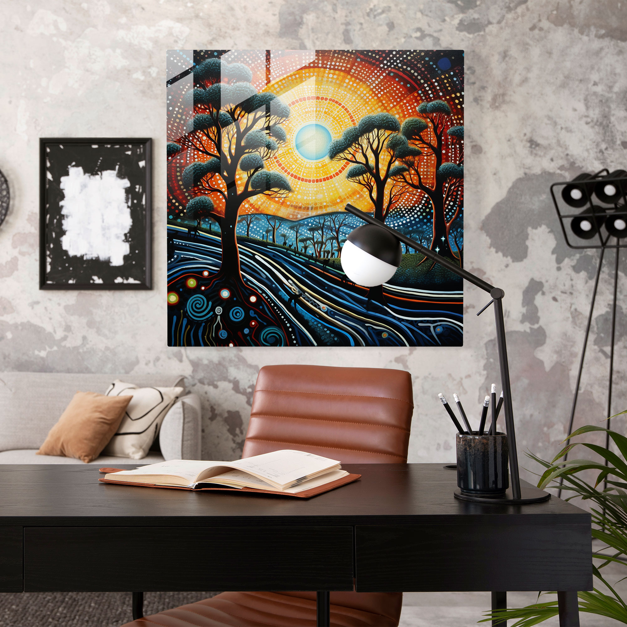 Dreamtime Aboriginal Art Glass Print - Aboriginal, Wall Decoration, Modern Art, Glass Art