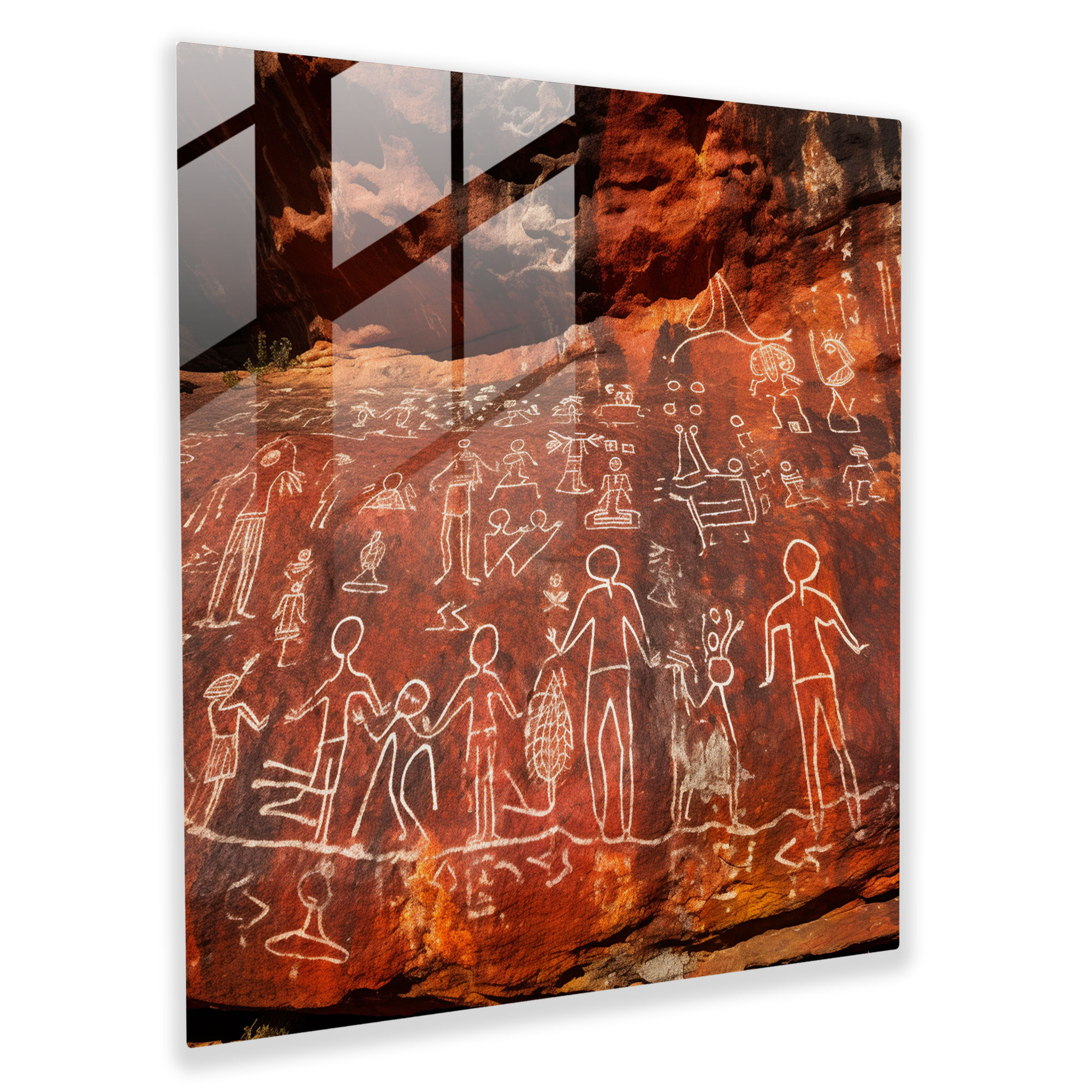 Aboriginal Rock Art Glass Print - Aboriginal, Glass Wall Art, Modern Art, Glass Print