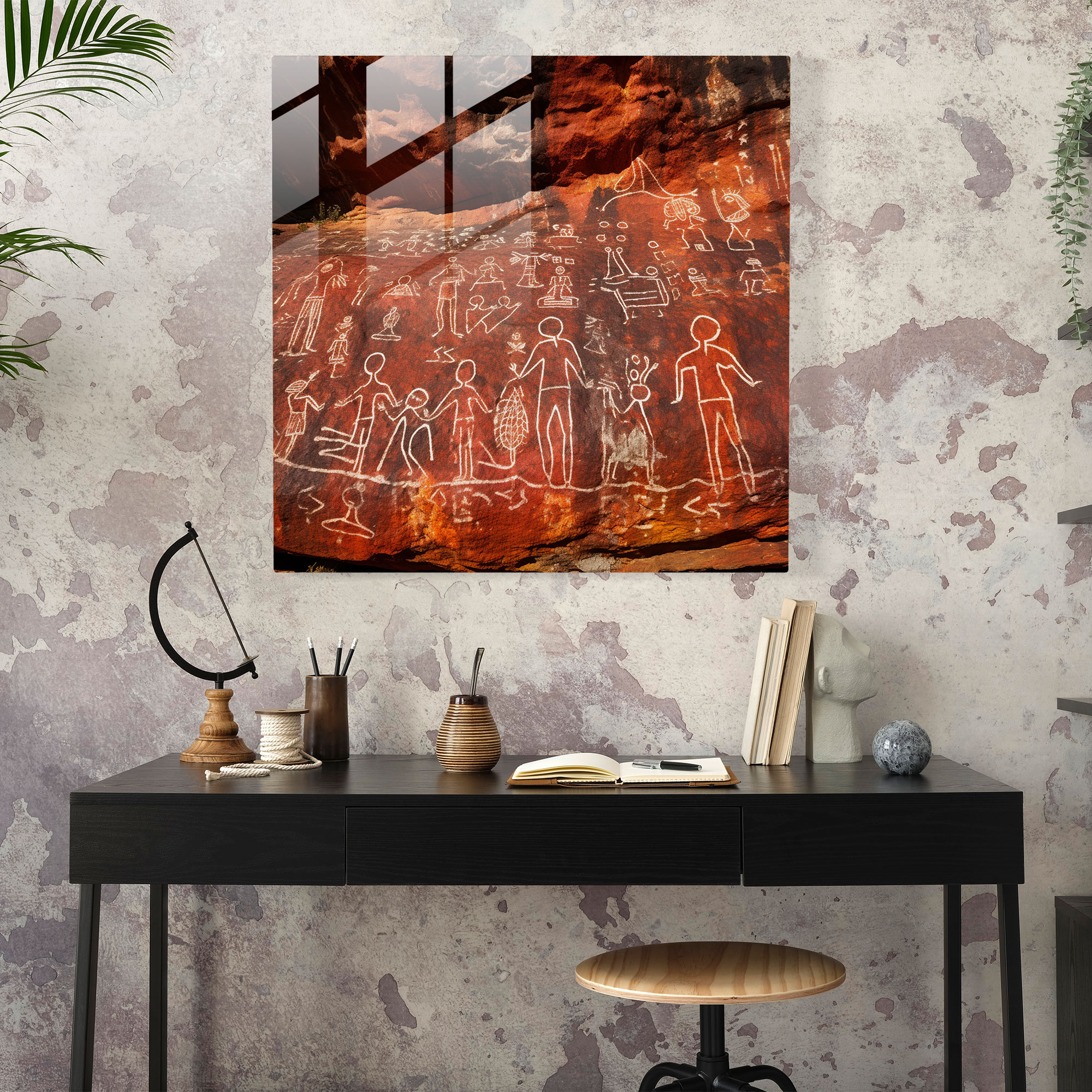 Aboriginal Rock Art Glass Print - Aboriginal, Glass Wall Art, Modern Art, Glass Print
