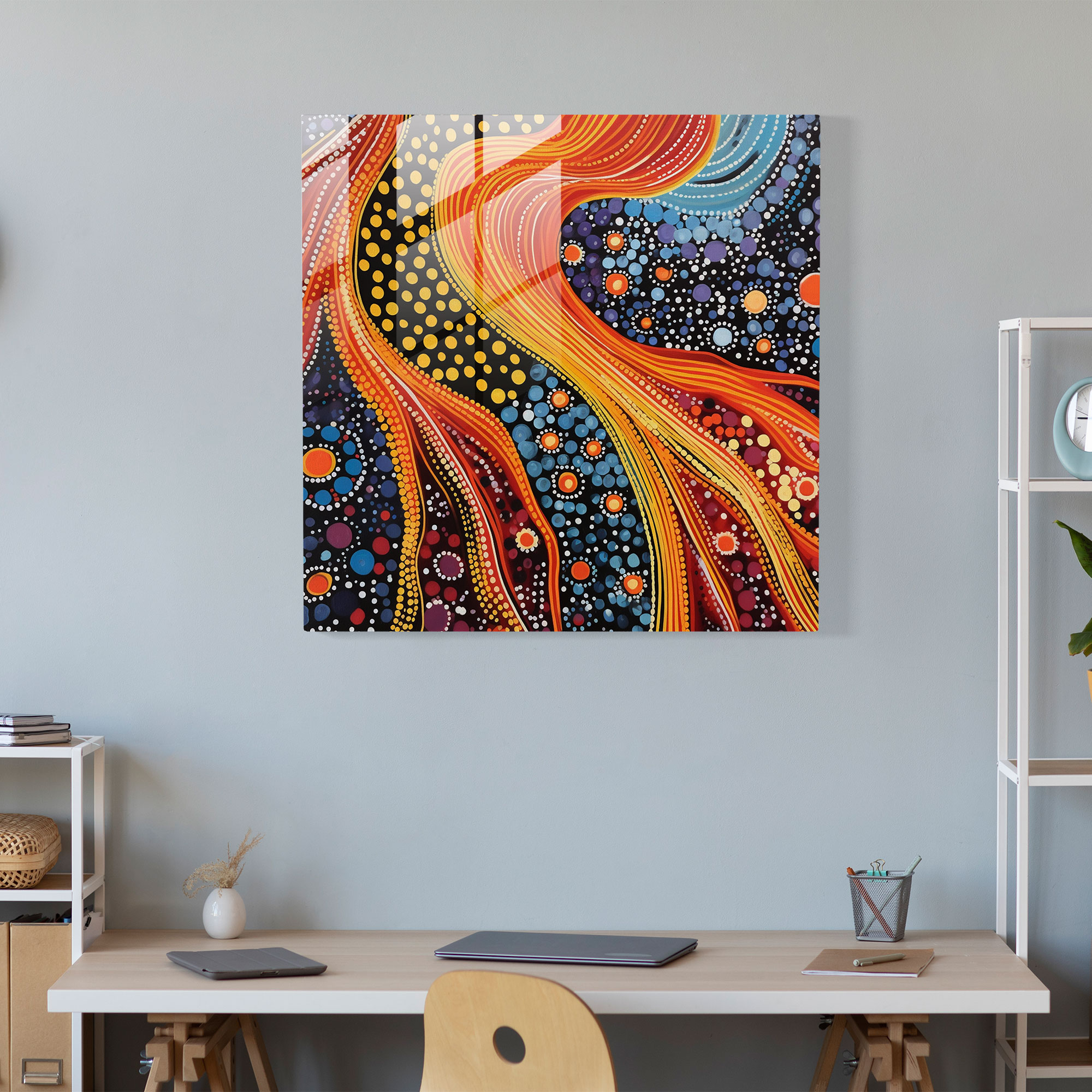 Çağdaş Aborijin Baskı Cam Tablo - Aborijin Modern Sanat Ev Dekorasyonu