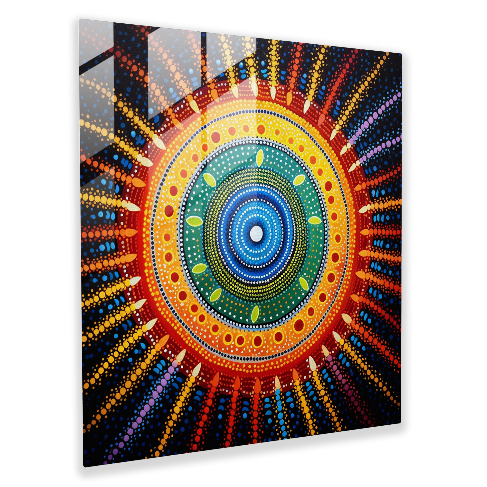 Cultural Heritage Glass Print - Aboriginal, Traditional Dot Painting, Storytelling Traditions, Glass Wall Art