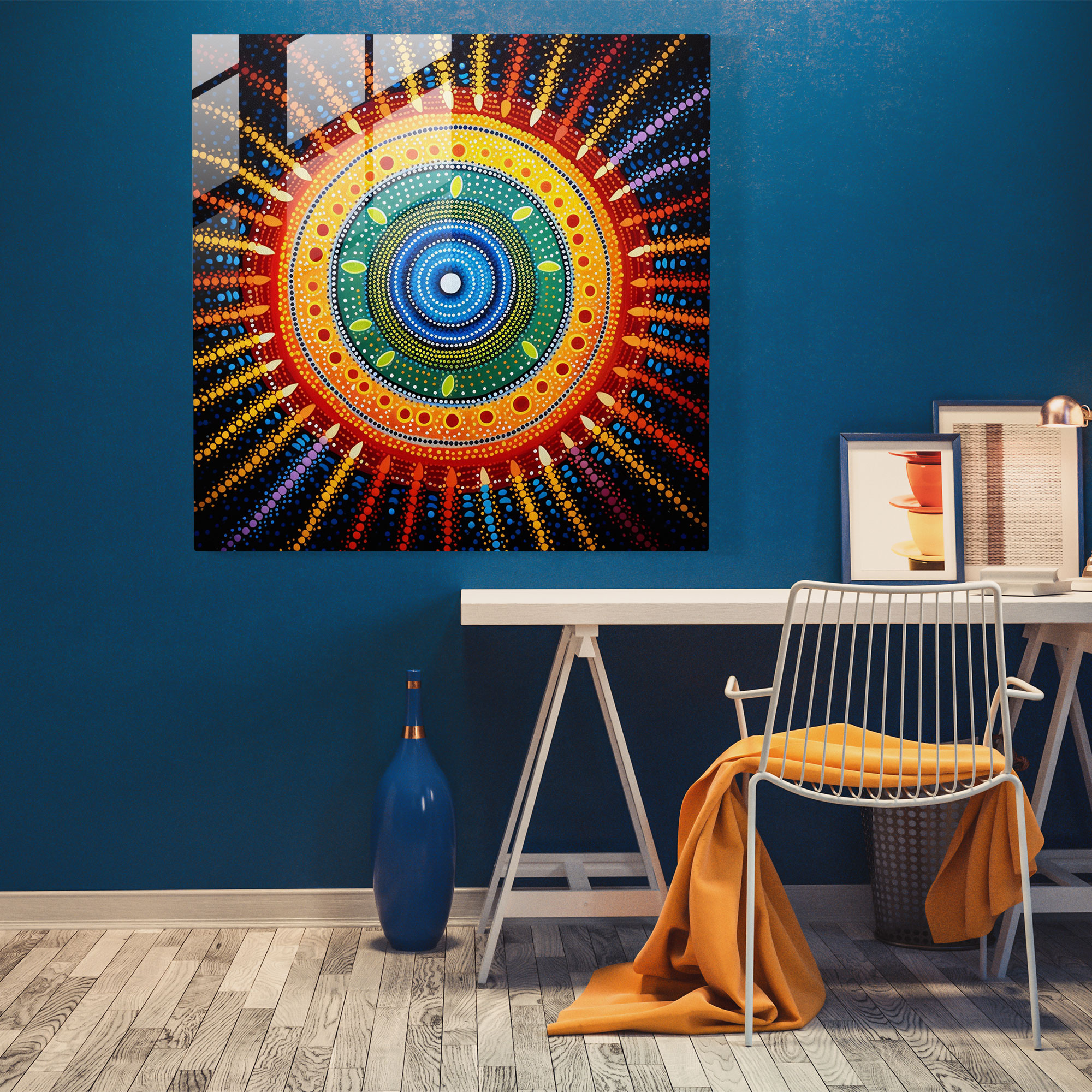 Cultural Heritage Glass Print - Aboriginal, Traditional Dot Painting, Storytelling Traditions, Glass Wall Art