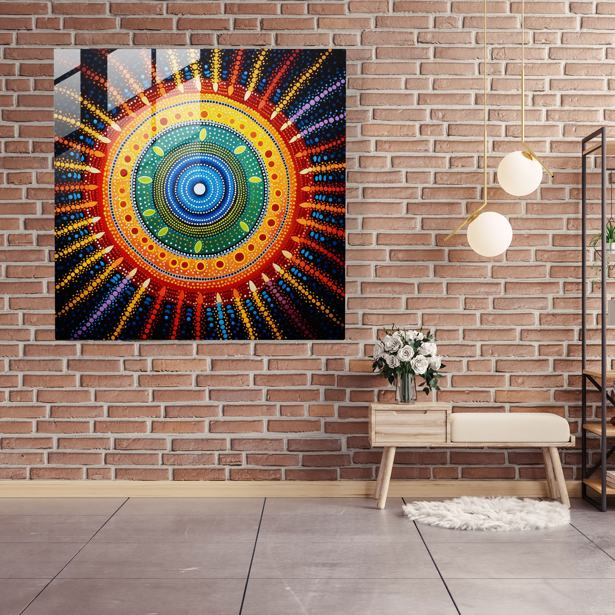 Cultural Heritage Glass Print - Aboriginal, Traditional Dot Painting, Storytelling Traditions, Glass Wall Art