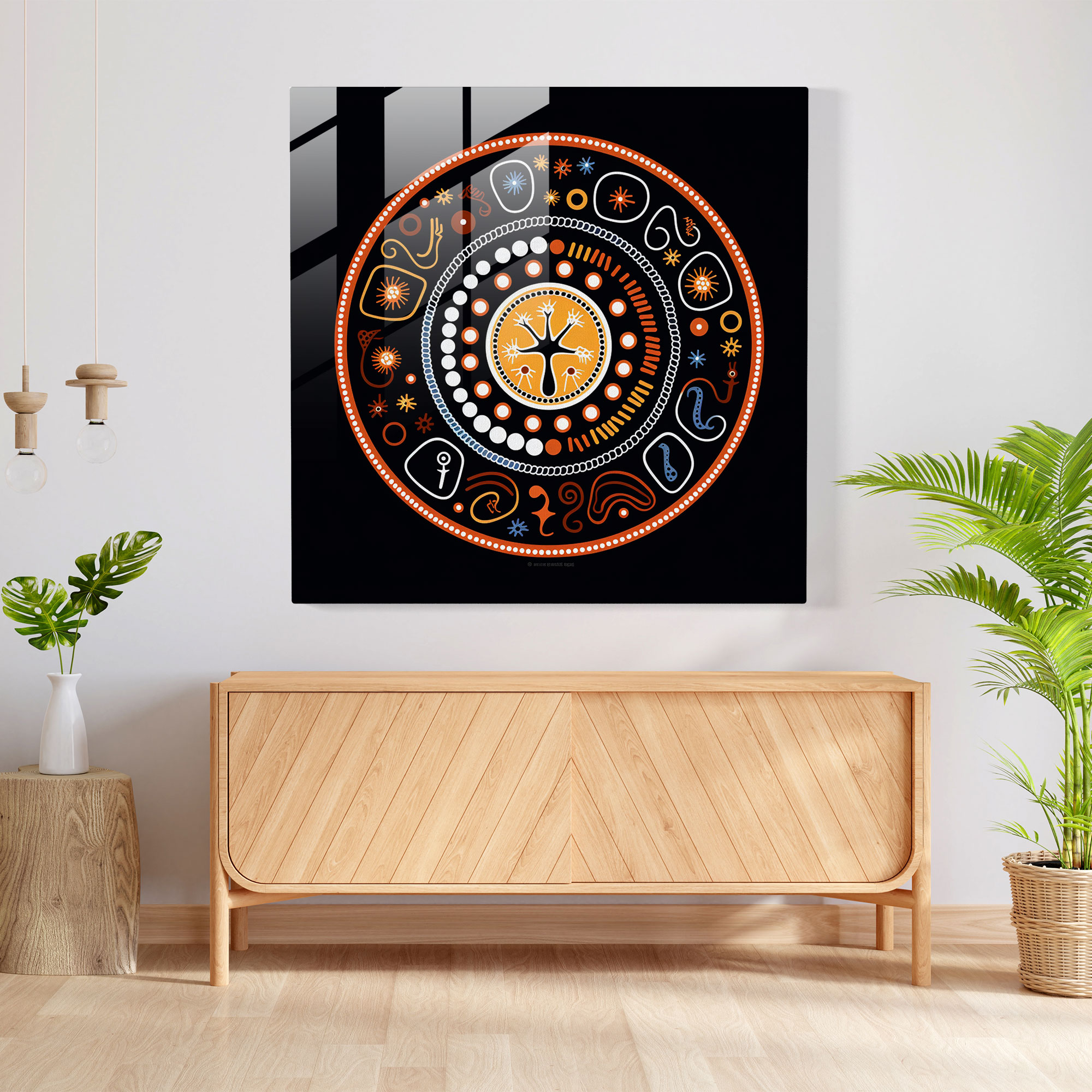 Circle Of Wisdom Glass Print - Aboriginal, Glass Print, Modern Art, Ancestral Wisdom