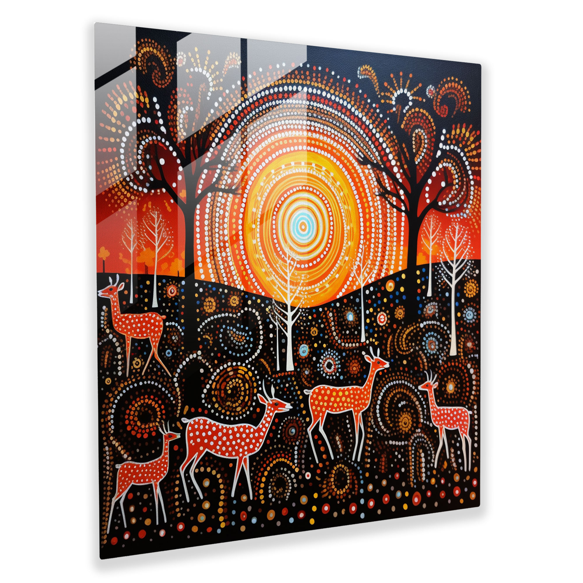 Aboriginal Dot Painting Glass Wall Art - Aboriginal, Wall Decoration, Modern Art, Glass Art
