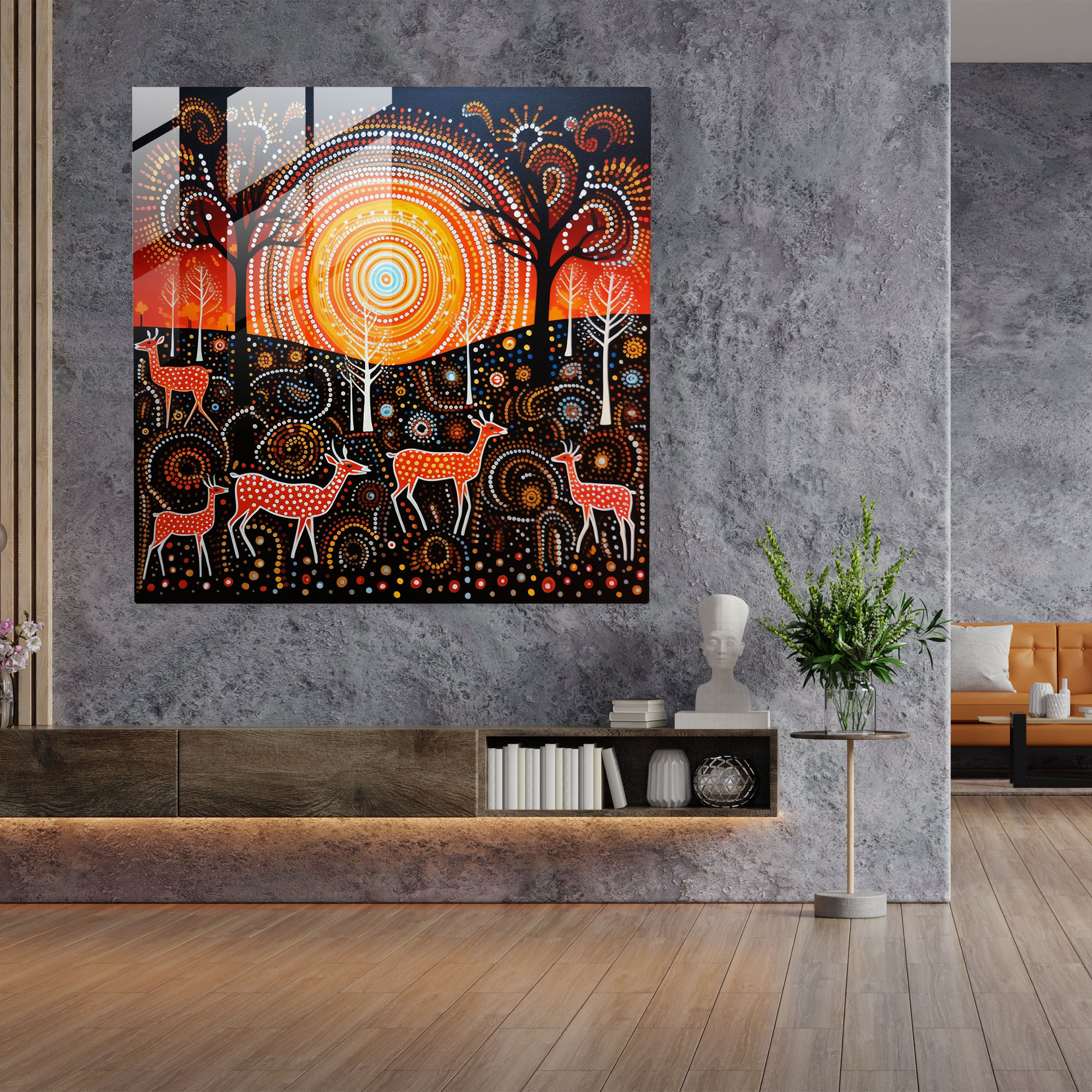 Aboriginal Dot Painting Glass Wall Art - Aboriginal, Wall Decoration, Modern Art, Glass Art