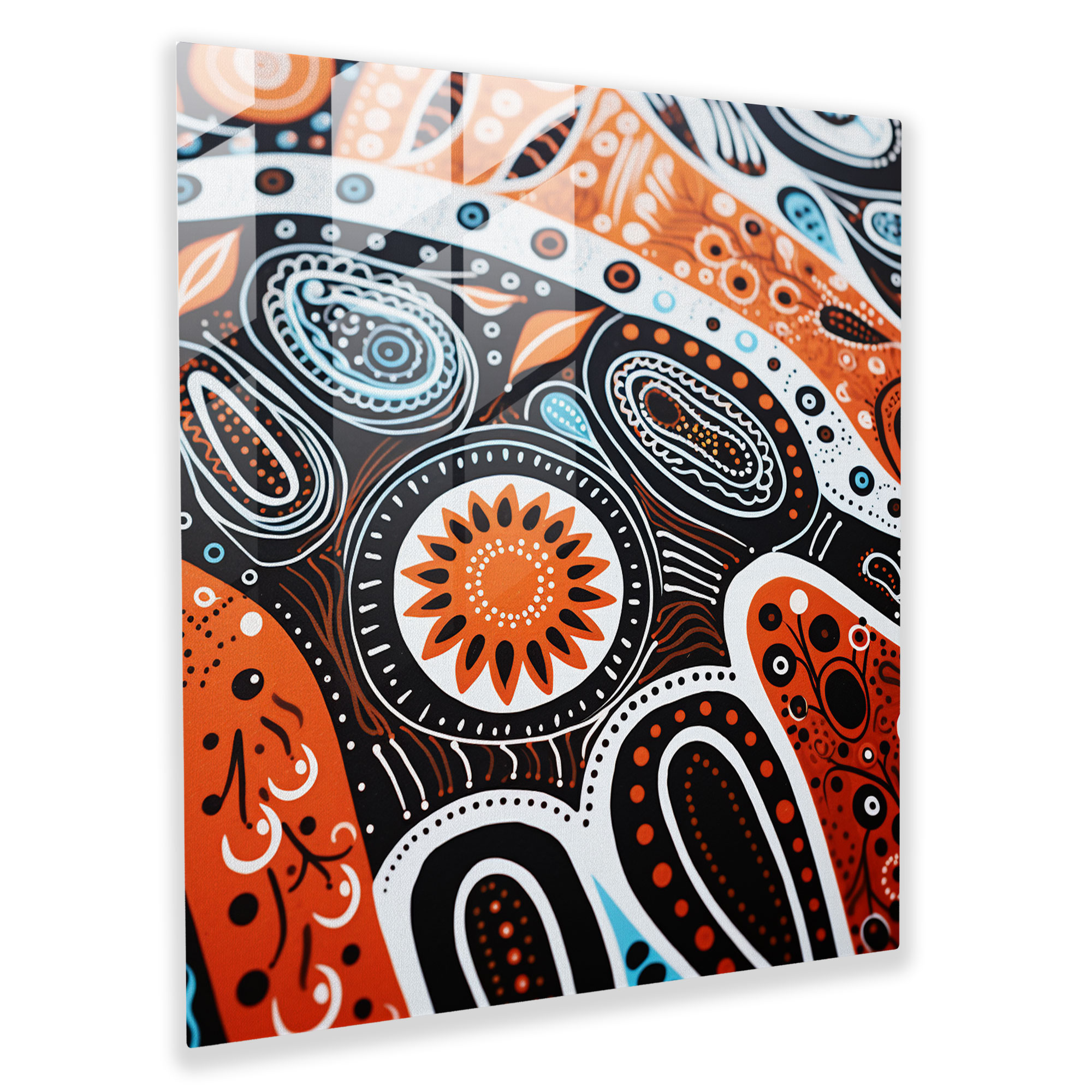 Indigenous Fusion Glass Wall Art - Aboriginal, Contemporary Design, Home Decoration, Modern Art