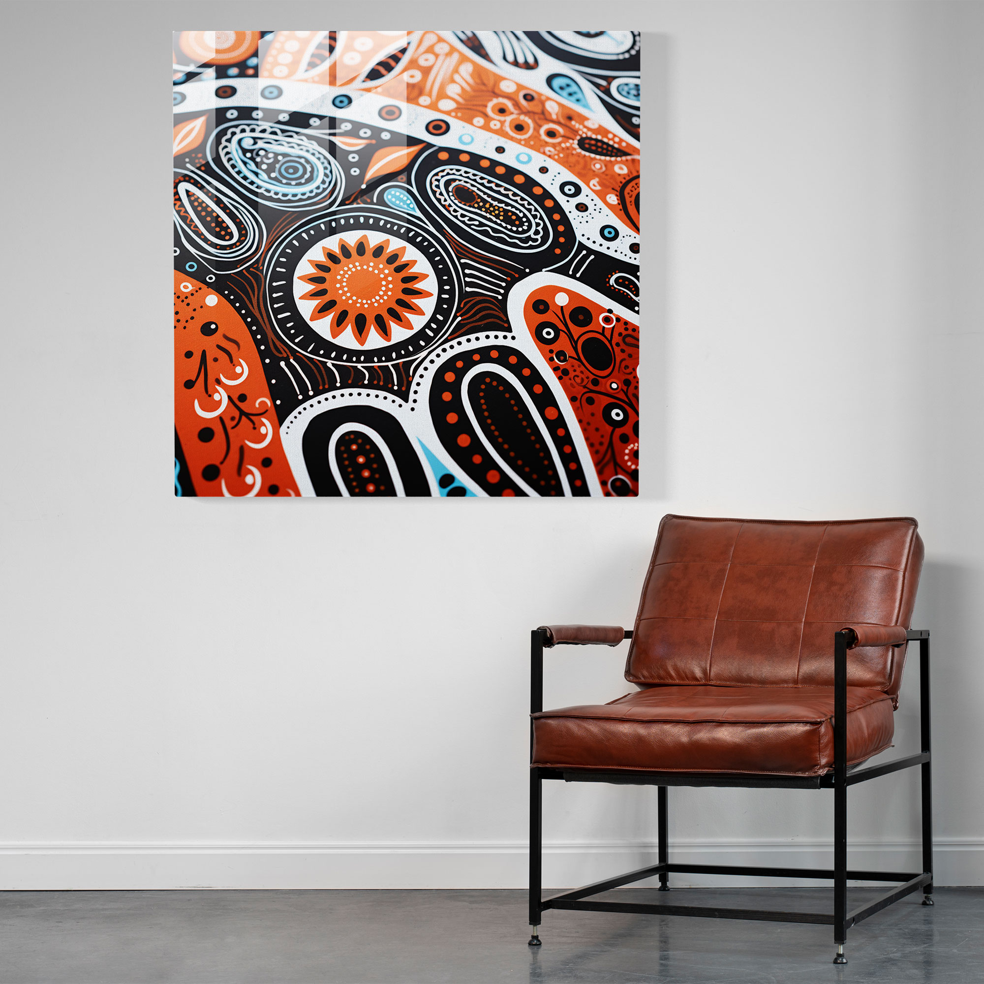 Indigenous Fusion Glass Wall Art - Aboriginal, Contemporary Design, Home Decoration, Modern Art