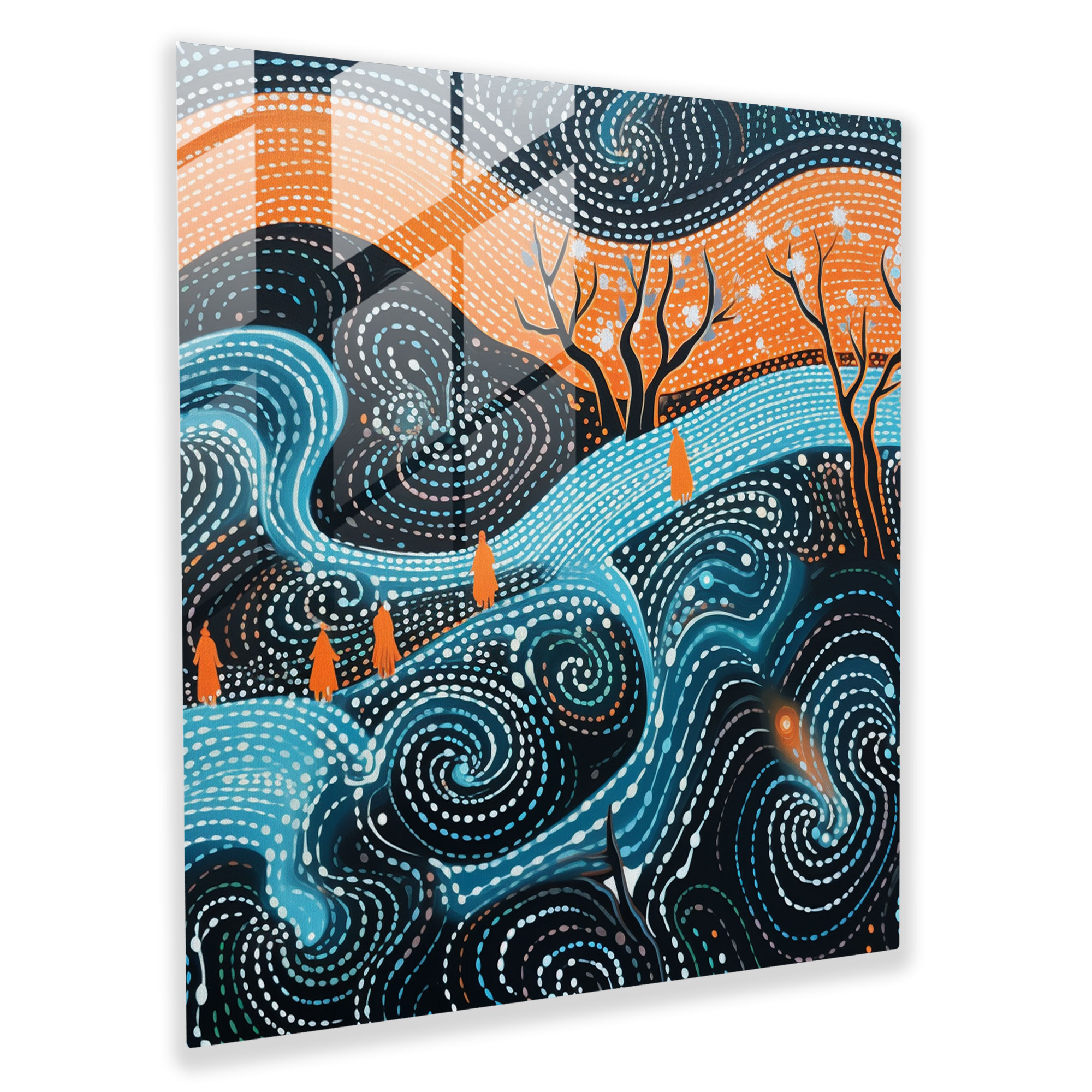 Contemporary Aboriginal Spirits Glass Print - Aboriginal, Contemporary Artwork, Glass Print, Modern Art