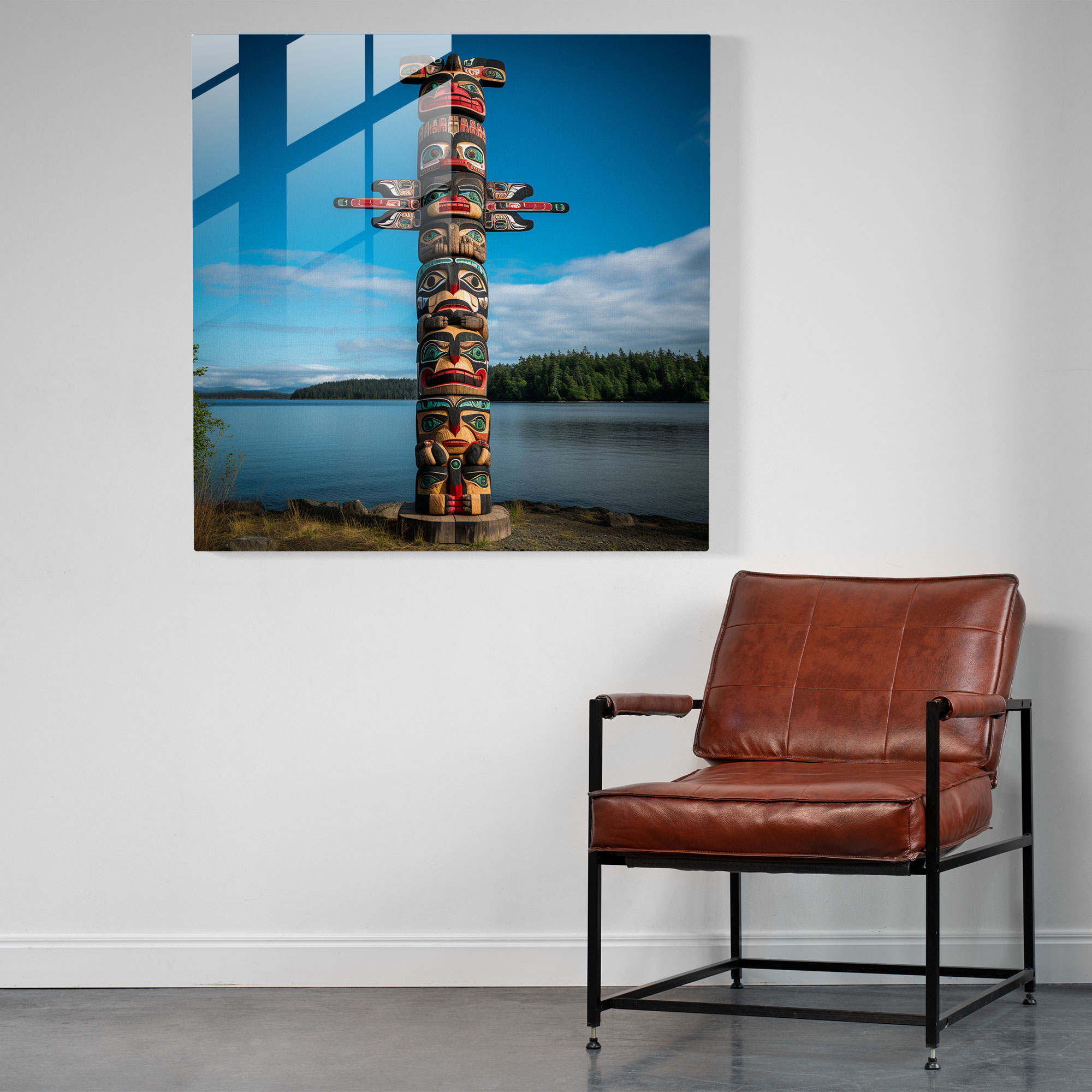 Majestic Aboriginal Totem Pole Glass Print - Aboriginal, Glass Art, Cultural Heritage, Modern Art