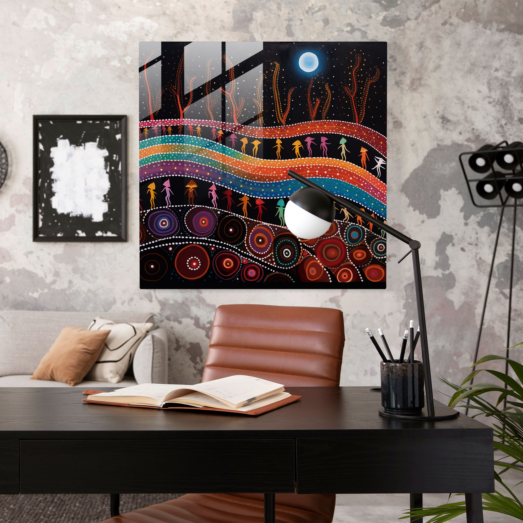 Dreamtime Rainbow Serpent Glass Print - Aboriginal, Aboriginal, Glass Art, Wall Decoration