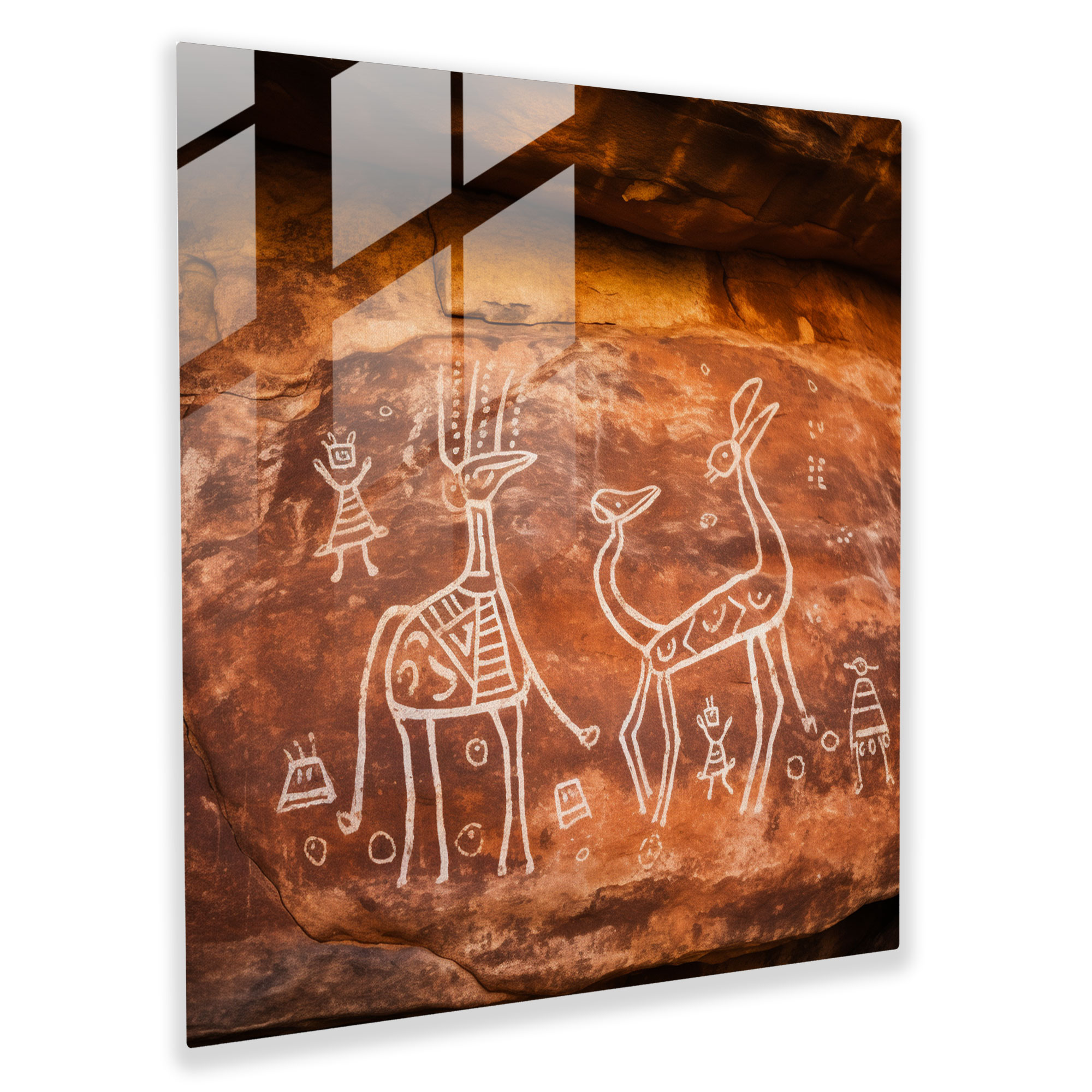 Ancient Aboriginal Unity Glass Print - Aboriginal, Kangaroo, Harmony, Glass Wall Art