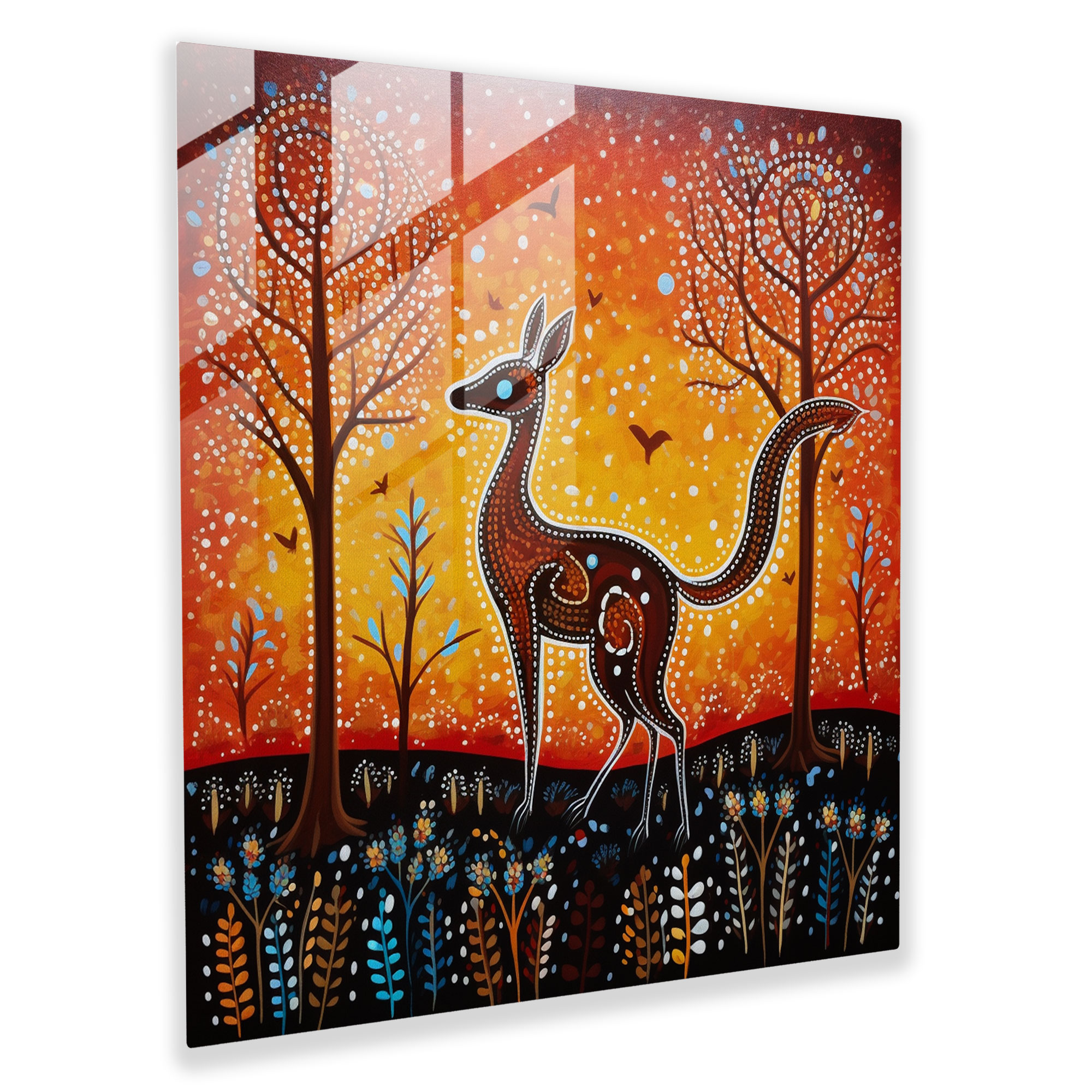Aboriginal Dot Painting Glass Print - Aboriginal, Glass Art, Modern Art, Wall Decoration