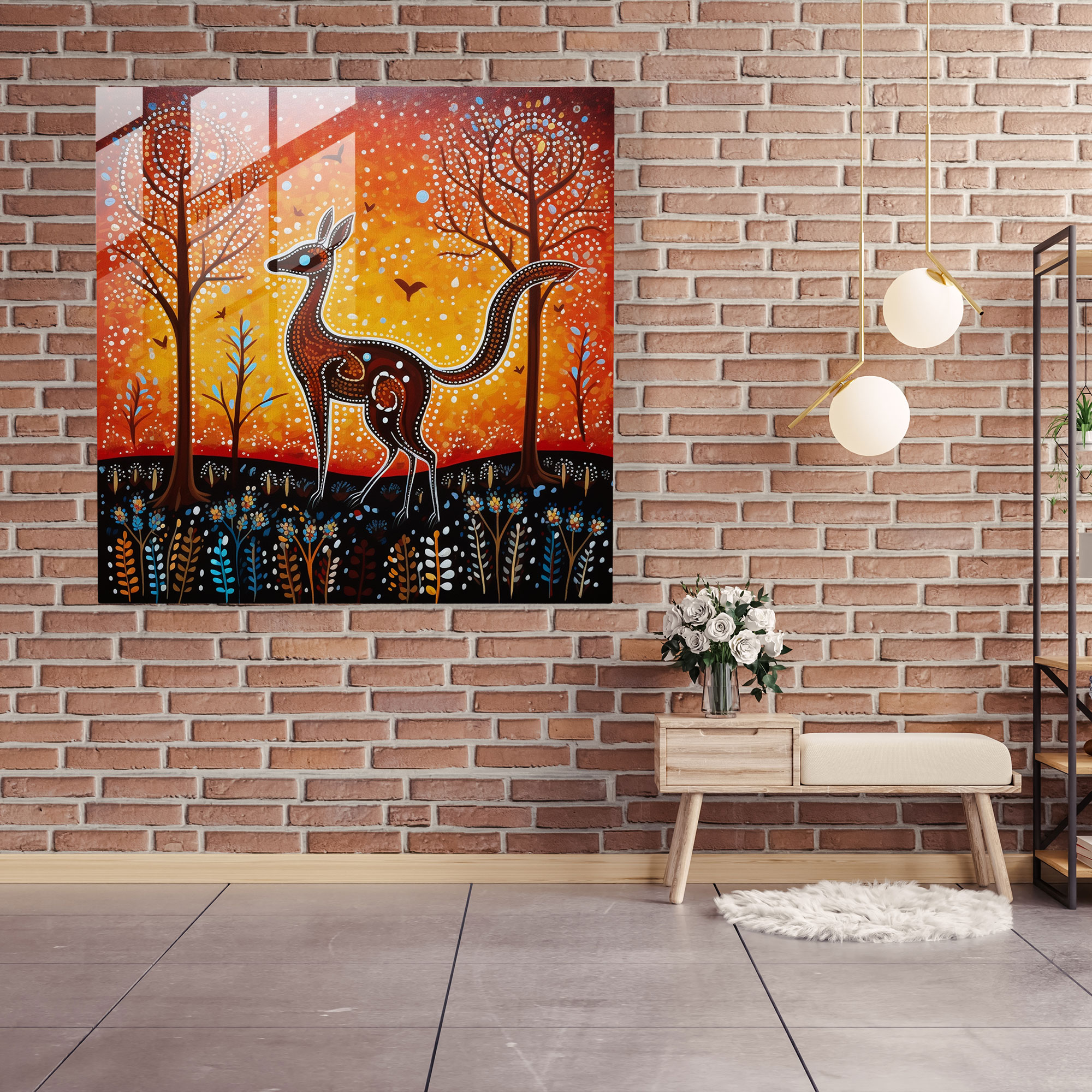 Aboriginal Dot Painting Glass Print - Aboriginal, Glass Art, Modern Art, Wall Decoration