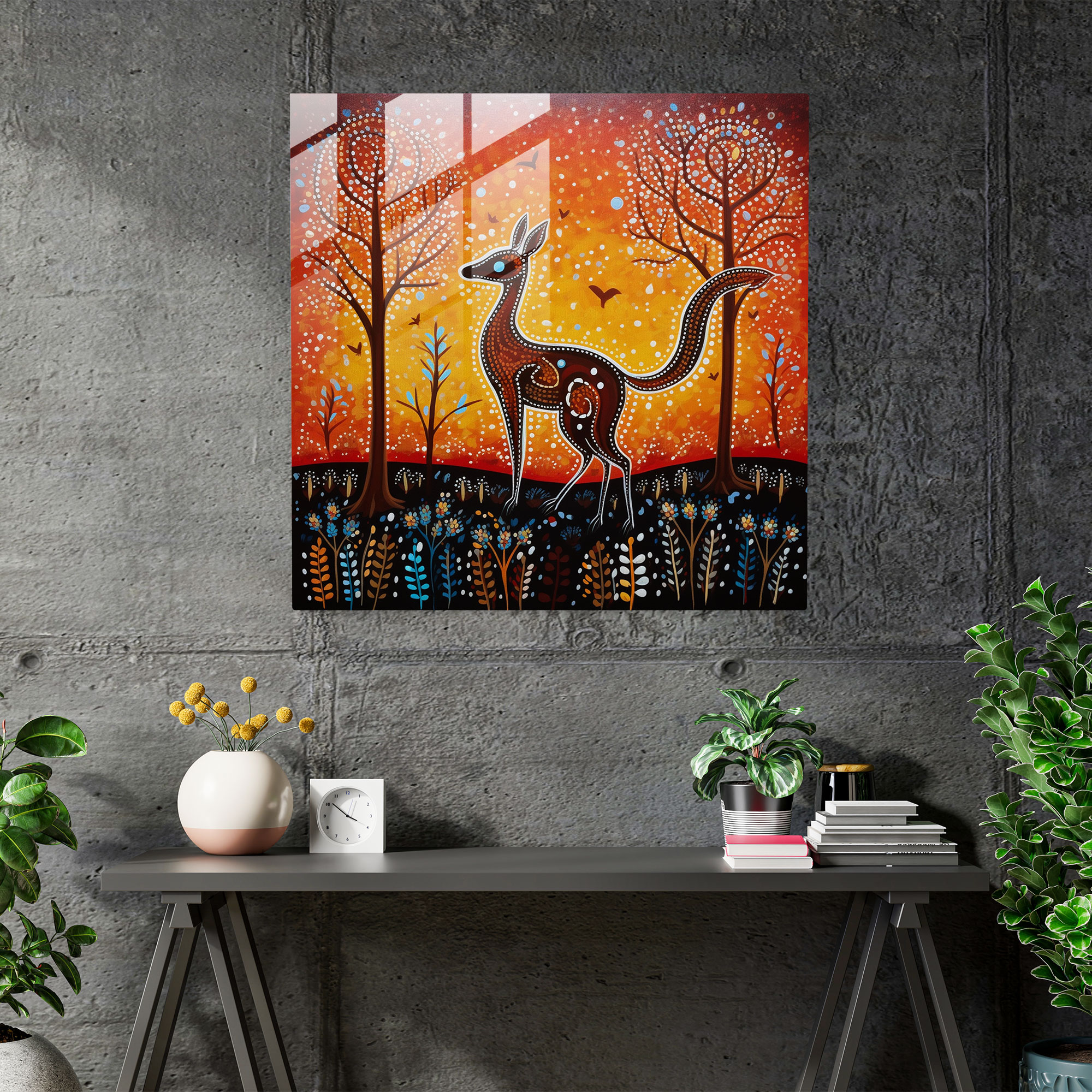Aboriginal Dot Painting Glass Print - Aboriginal, Glass Art, Modern Art, Wall Decoration