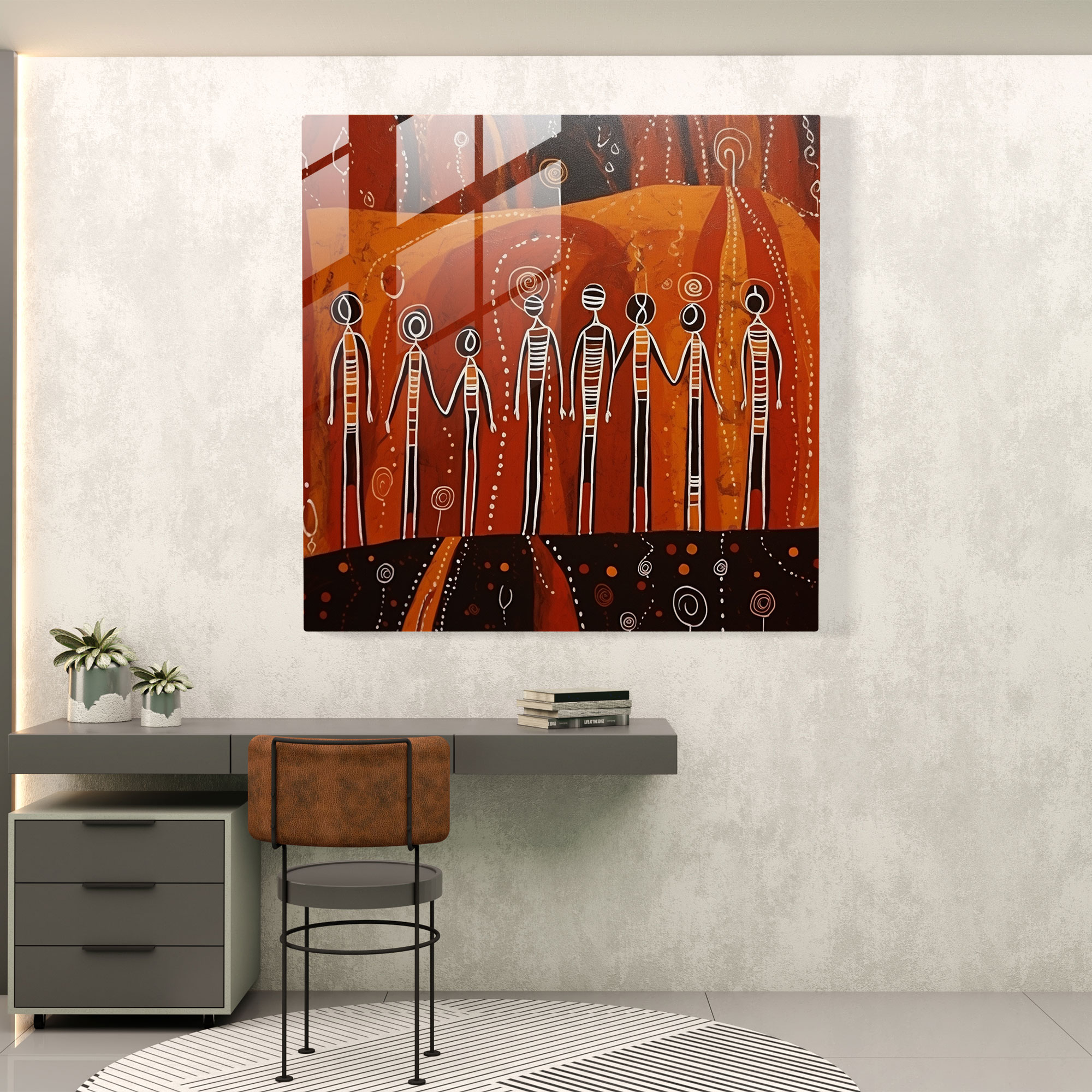 Spiritual Ancestors Glass Print - Aboriginal, Modern Art, Aboriginal, Home Decoration