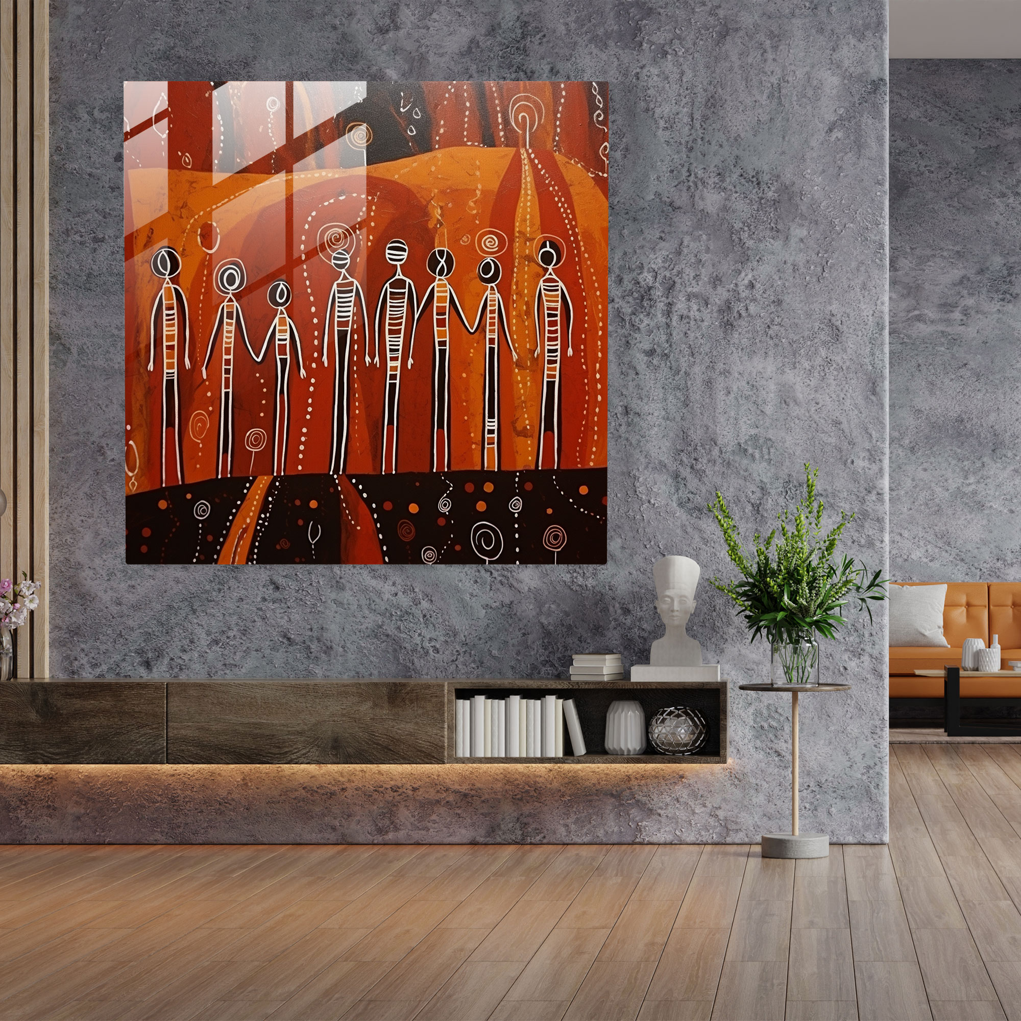 Spiritual Ancestors Glass Print - Aboriginal, Modern Art, Aboriginal, Home Decoration