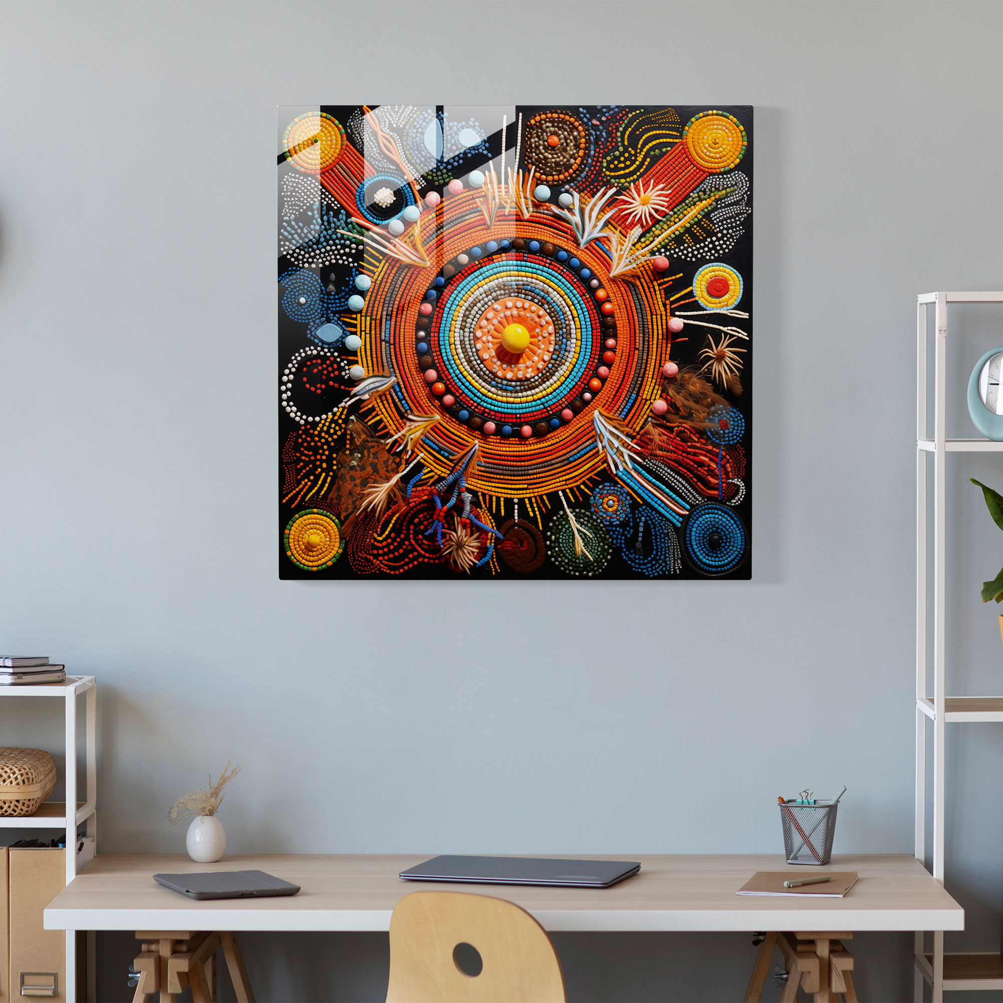 Ancestral Traditions Glass Print - Aboriginal, Woven Art, Ancestral Traditions, Glass Wall Art