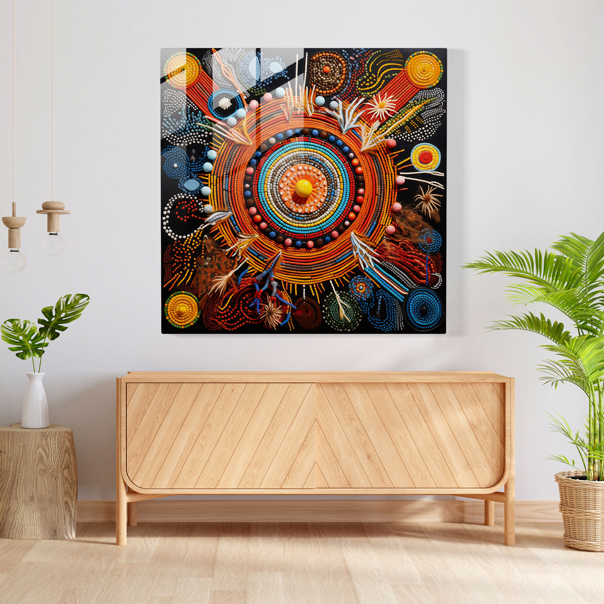 Ancestral Traditions Glass Print - Aboriginal, Woven Art, Ancestral Traditions, Glass Wall Art