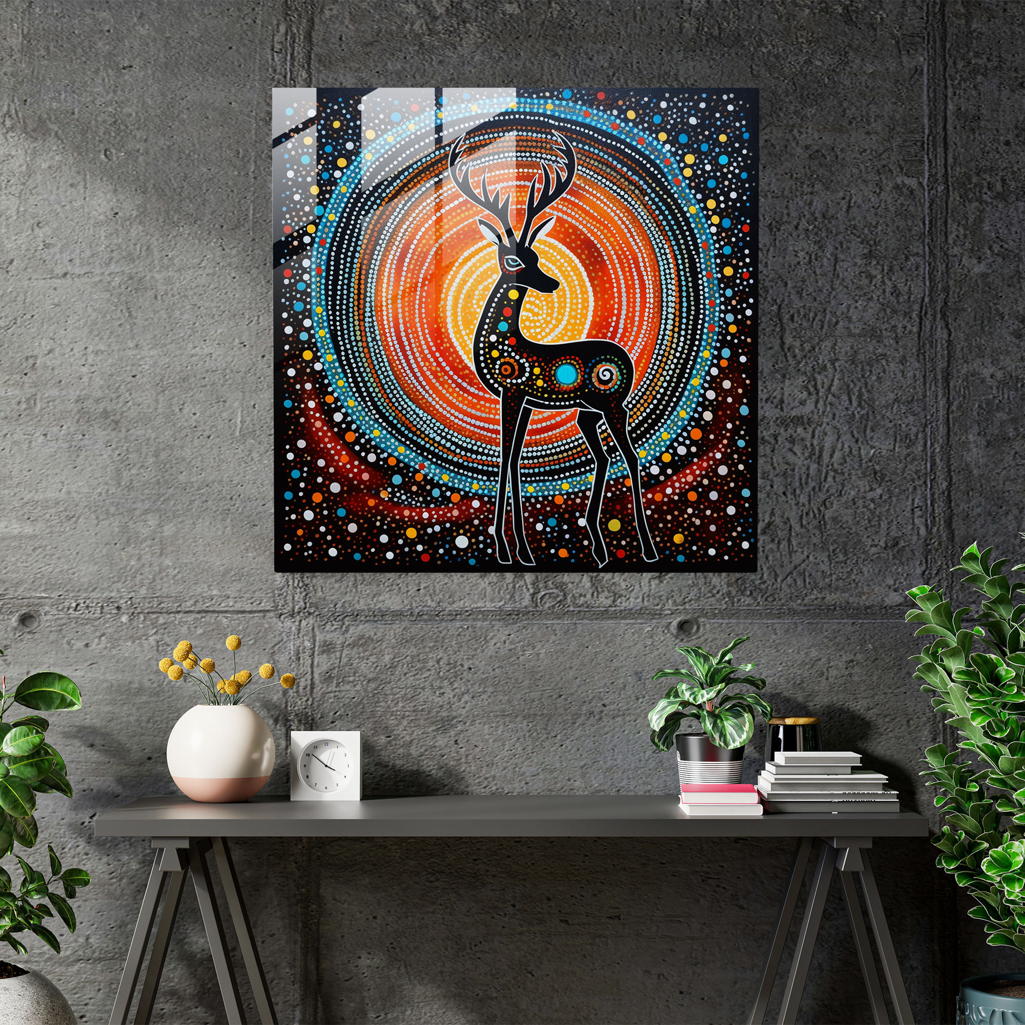 Aboriginal Dot Painting Glass Wall Art - Aboriginal, Home Decoration, Glass Art, Aboriginal