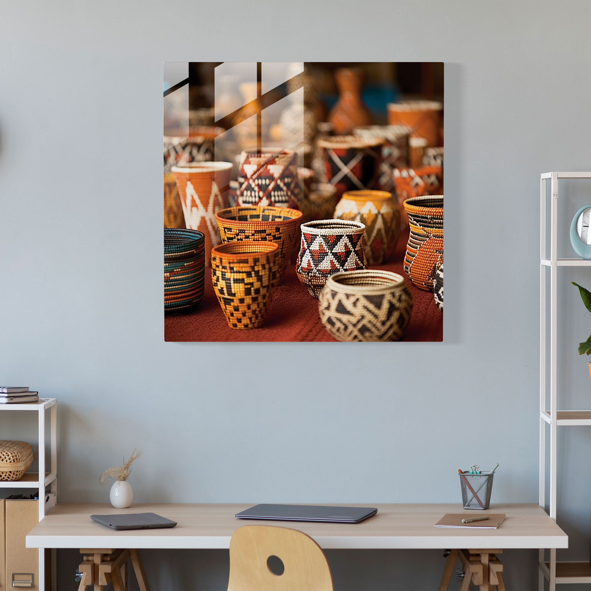 Aborijinal Sepet Dokuma Cam Tablo - Modern Sanat Aborijinal Tasarım