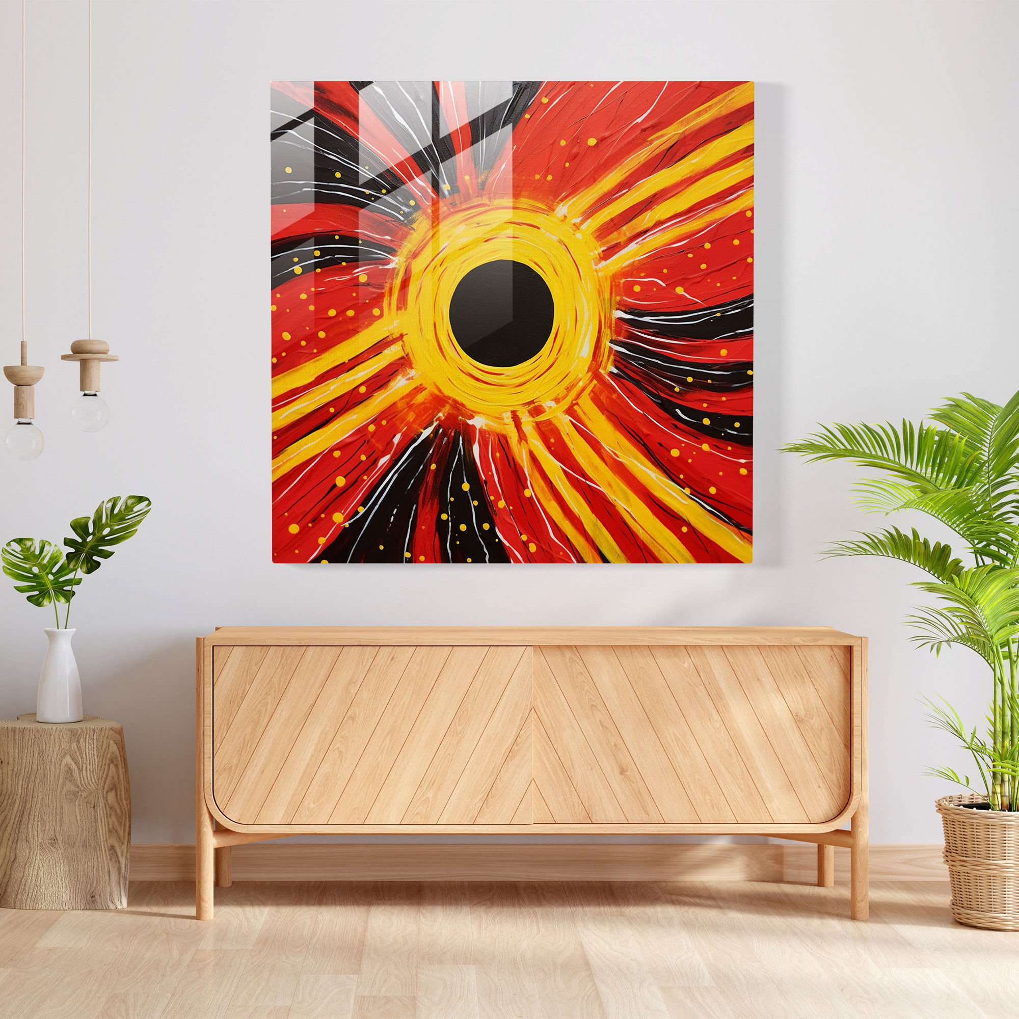 Aboriginal Flag Glass Print - Aboriginal, Wall Decoration, Vibrant Artwork, National Pride