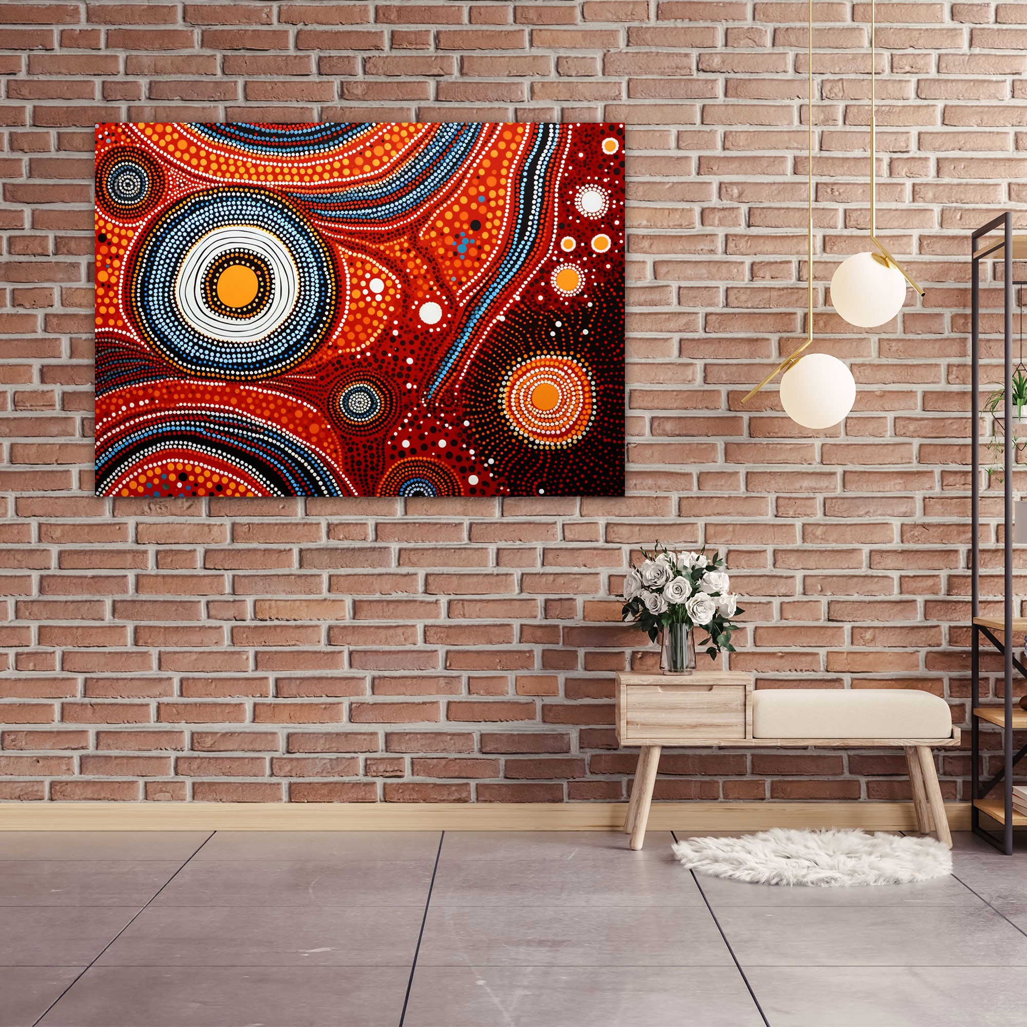Aboriginal Canvas Print: Dreamtime Dot Painting - Aborginal, Dot Painting, Aboriginal, Wall Art