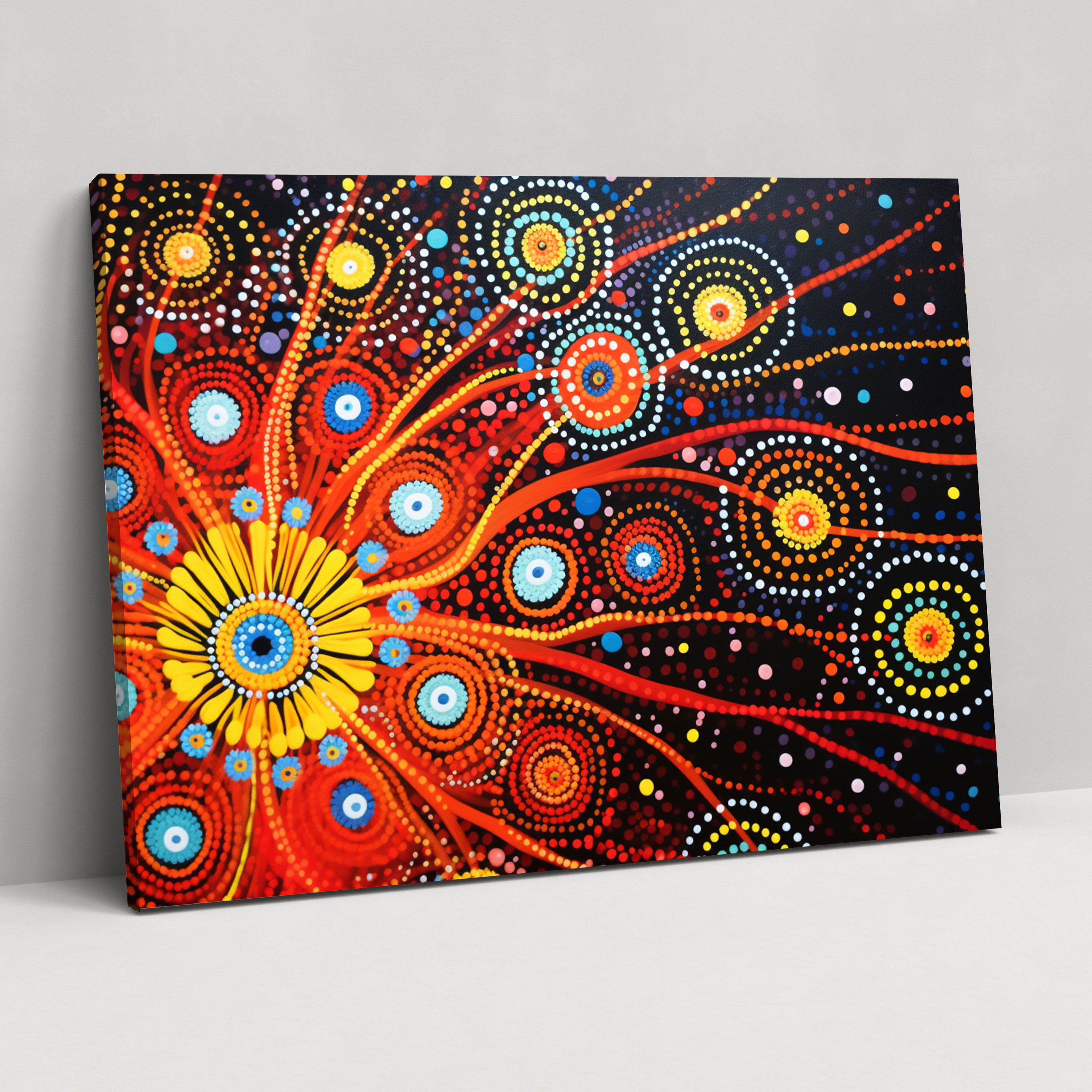 Aboriginal Canvas Print - Traditional Dot Painting - Aborginal, Home Decoration, Dreamtime Stories, Aboriginal