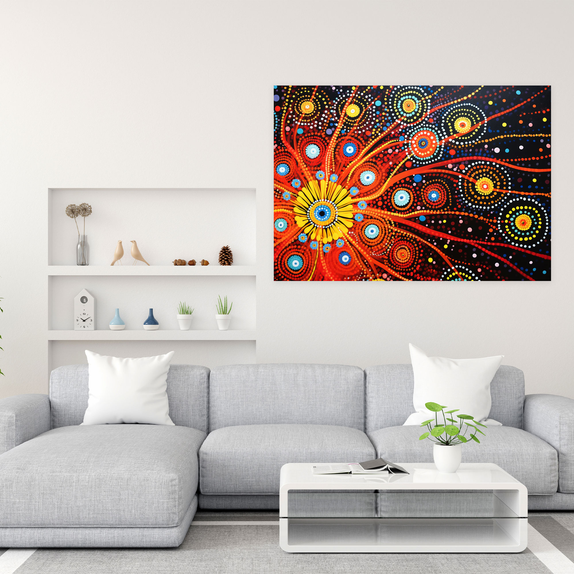 Aboriginal Canvas Print - Traditional Dot Painting - Aborginal, Home Decoration, Dreamtime Stories, Aboriginal