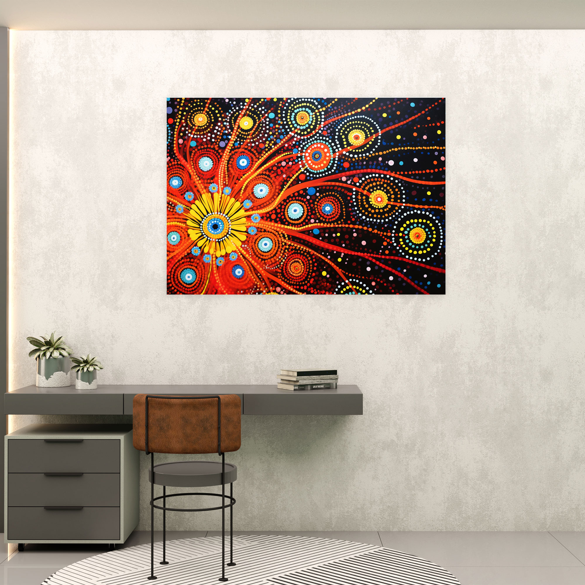 Aboriginal Canvas Print - Traditional Dot Painting - Aborginal, Home Decoration, Dreamtime Stories, Aboriginal