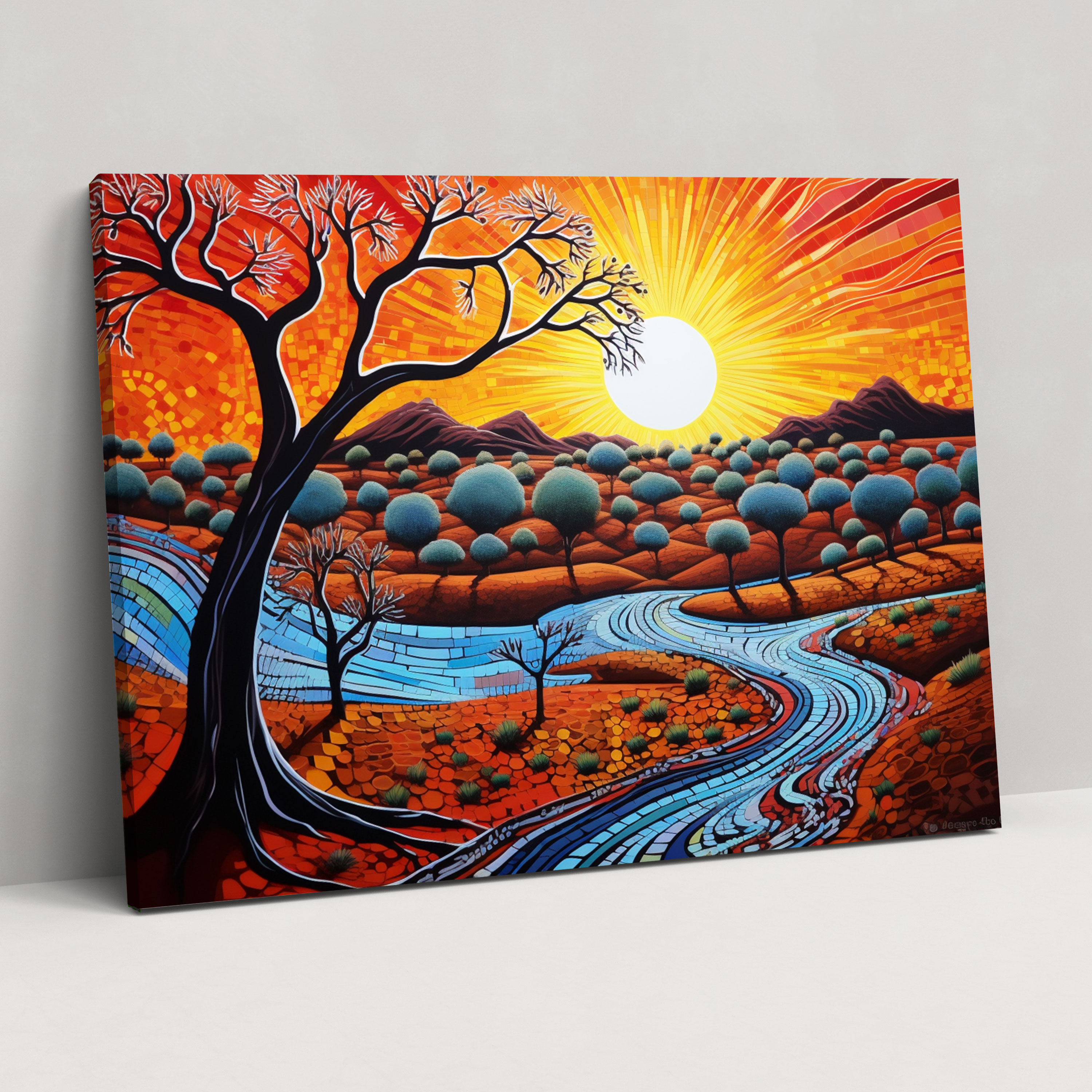 Yerli Duvar Sanatı - Modern Outback Manzarası - Yerli Duvar Sanatı Modern Sanat Duvar Dekorasyonu