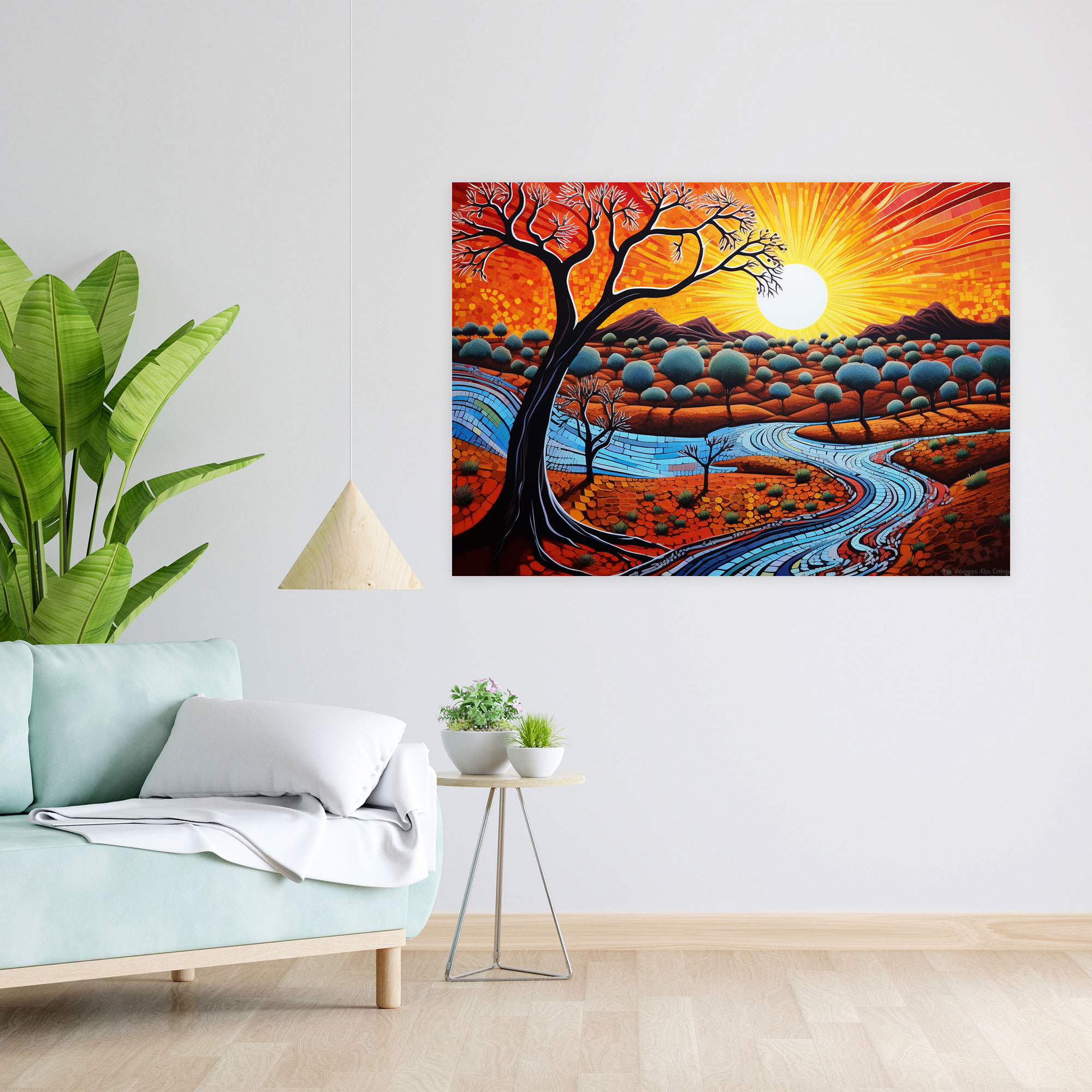 Yerli Duvar Sanatı - Modern Outback Manzarası - Yerli Duvar Sanatı Modern Sanat Duvar Dekorasyonu
