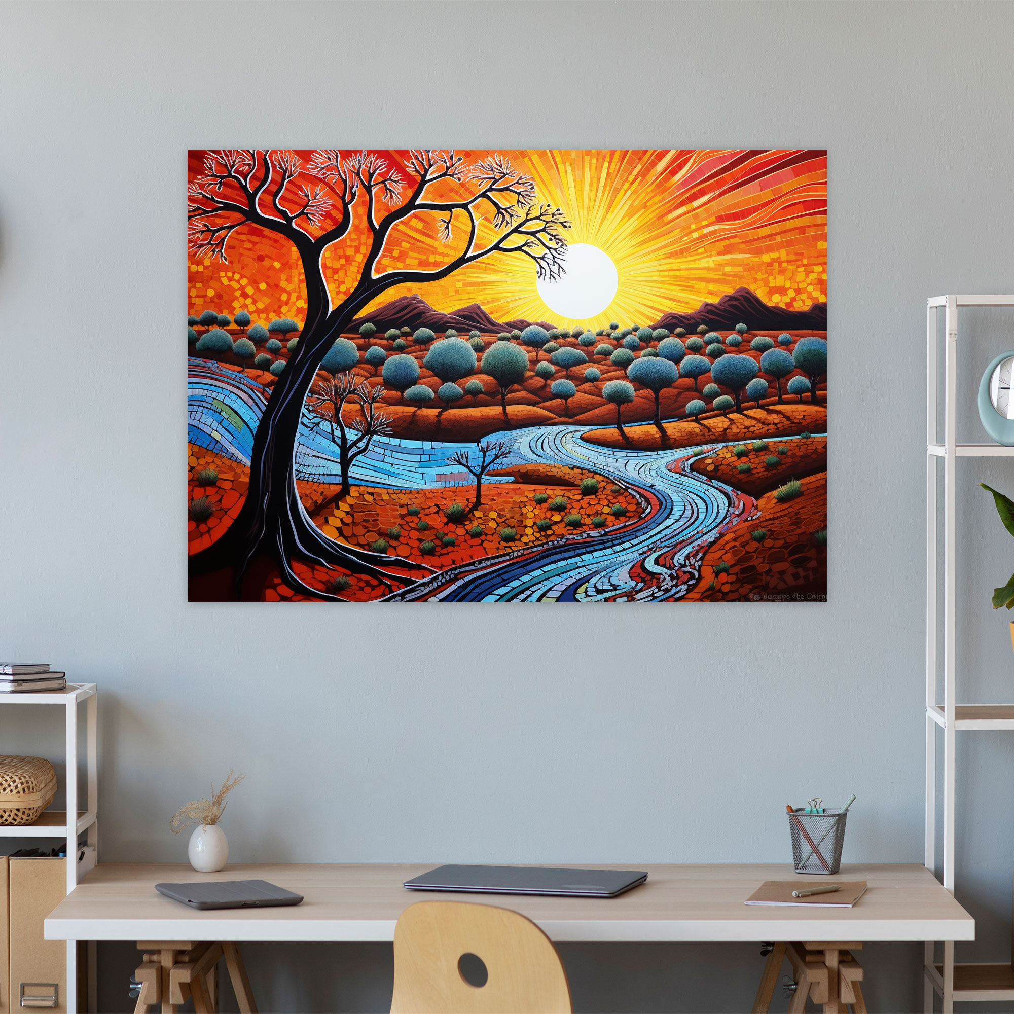 Yerli Duvar Sanatı - Modern Outback Manzarası - Yerli Duvar Sanatı Modern Sanat Duvar Dekorasyonu