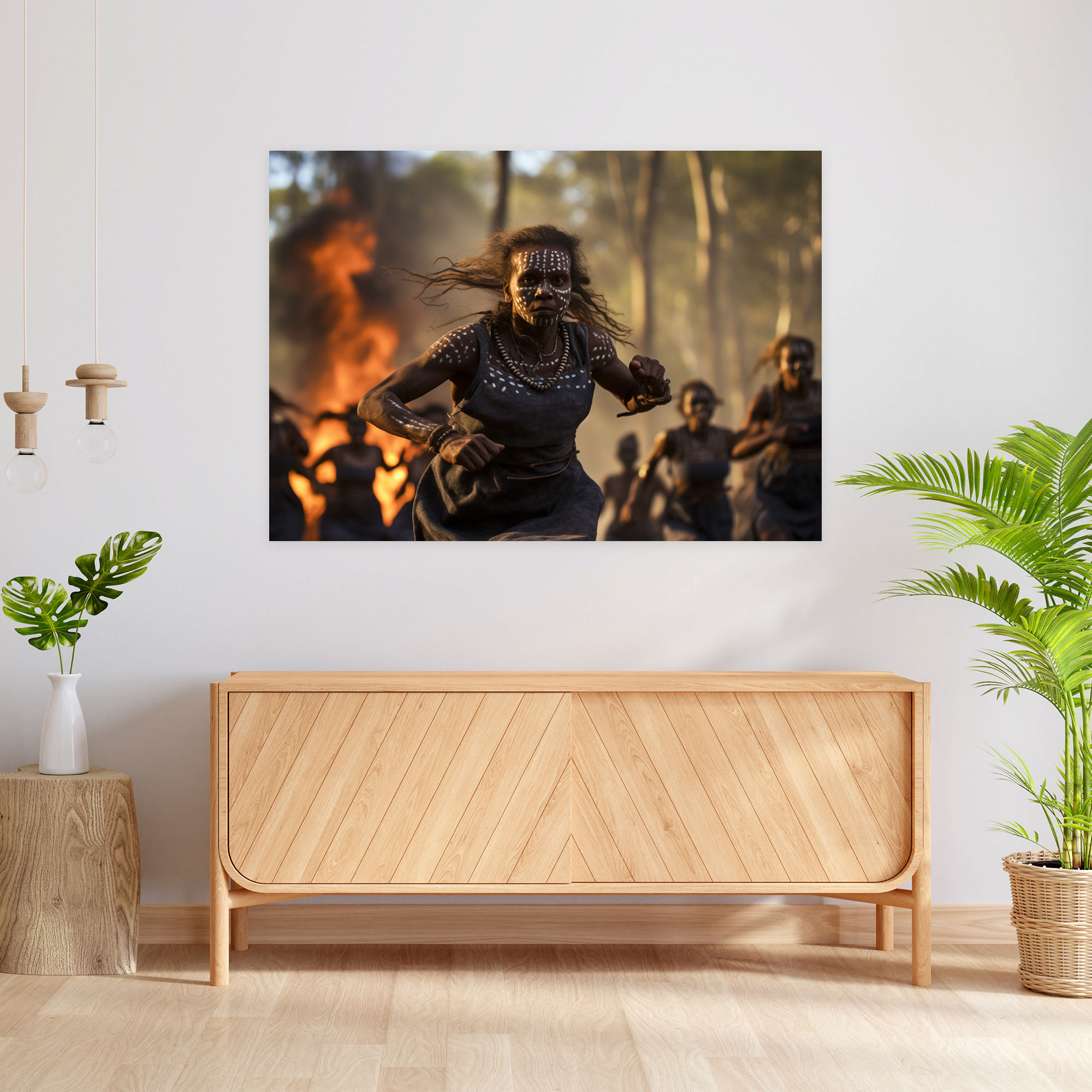 Aboriginal Leinwandbild - Fang der Zeremoniellen Tanz - Aborigine Wohn Dekoration Wandkunst Rituale