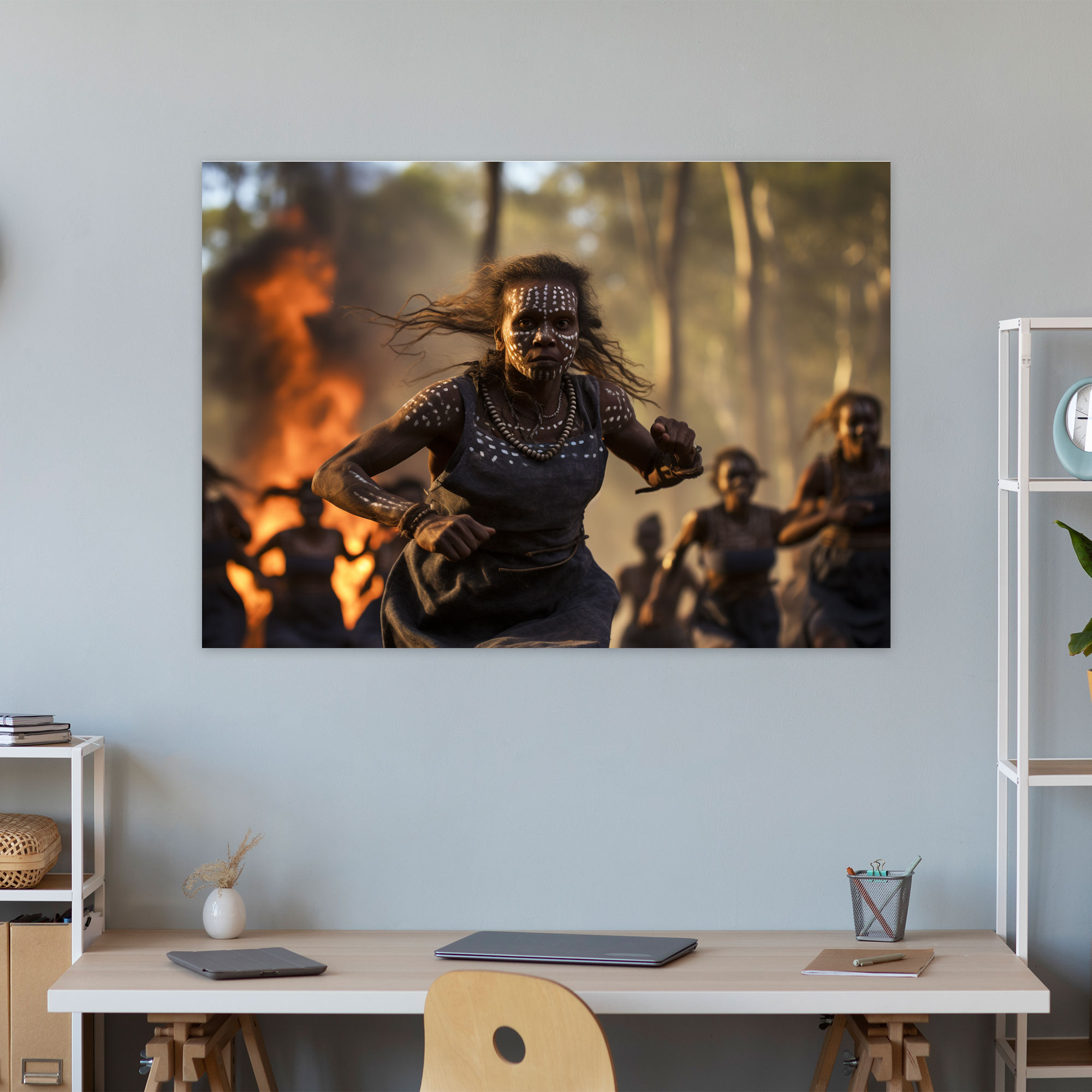 Aboriginal Leinwandbild - Fang der Zeremoniellen Tanz - Aborigine Wohn Dekoration Wandkunst Rituale