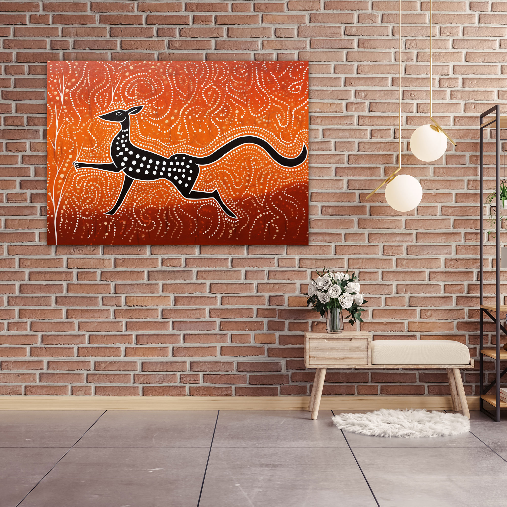Aboriginal Dot Painting Canvas Print - Aborginal, Canvas, Outback, Kangaroo