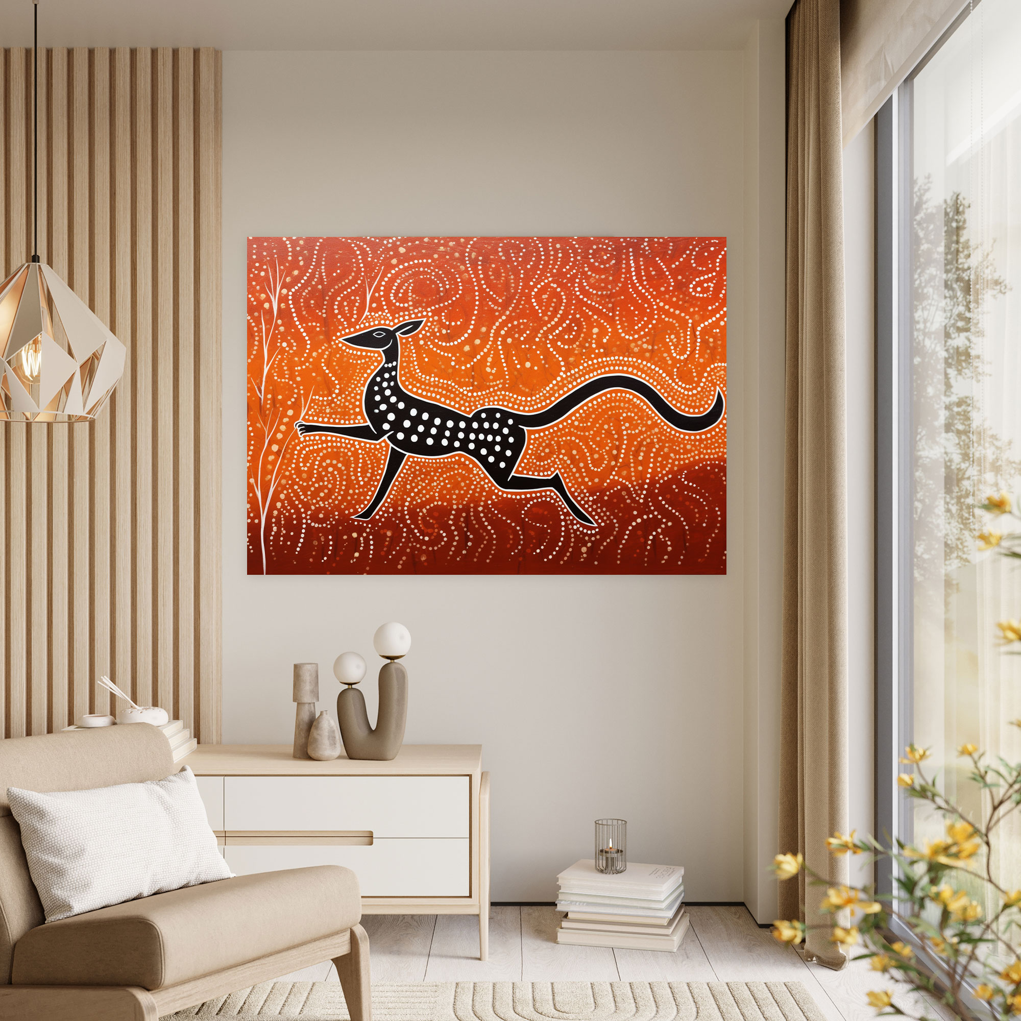 Aboriginal Dot Painting Canvas Print - Aborginal, Canvas, Outback, Kangaroo