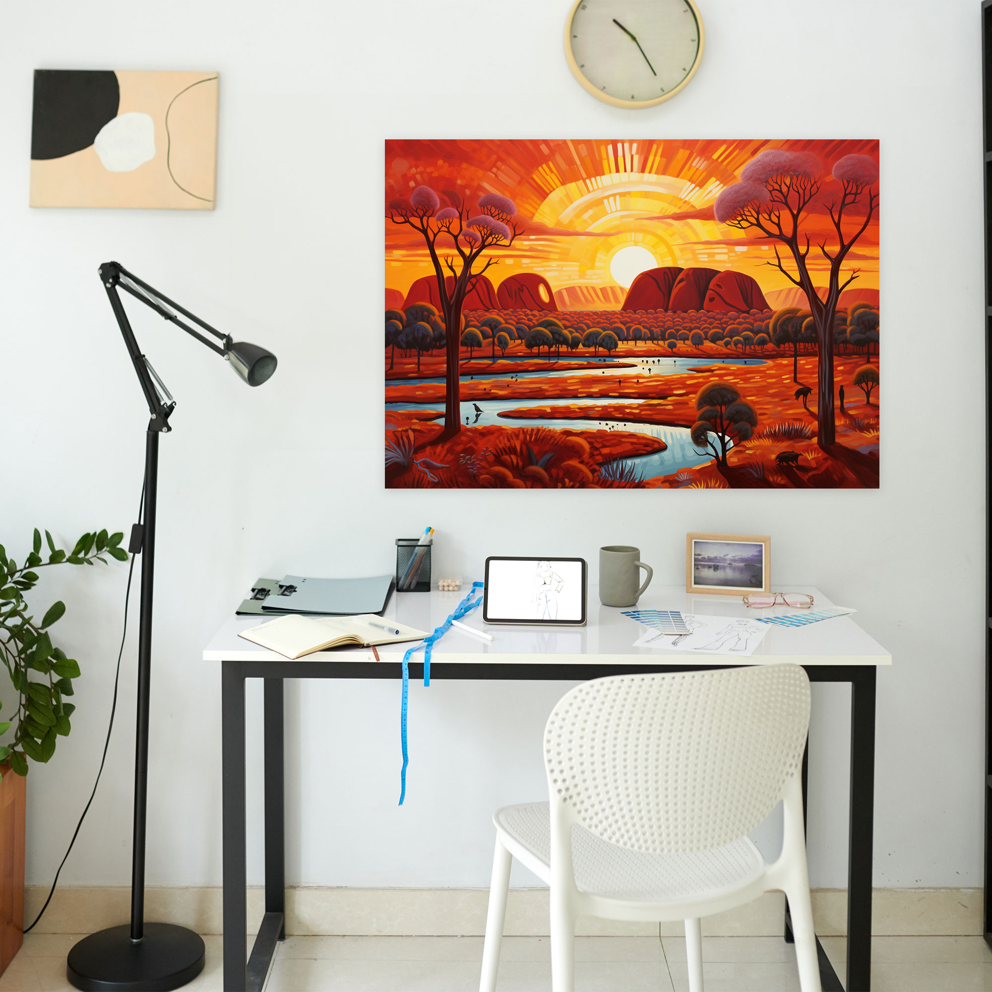 Aboriginal Landscape Canvas Print - Aborginal, Uluru, Wall Art, Indigenous Art
