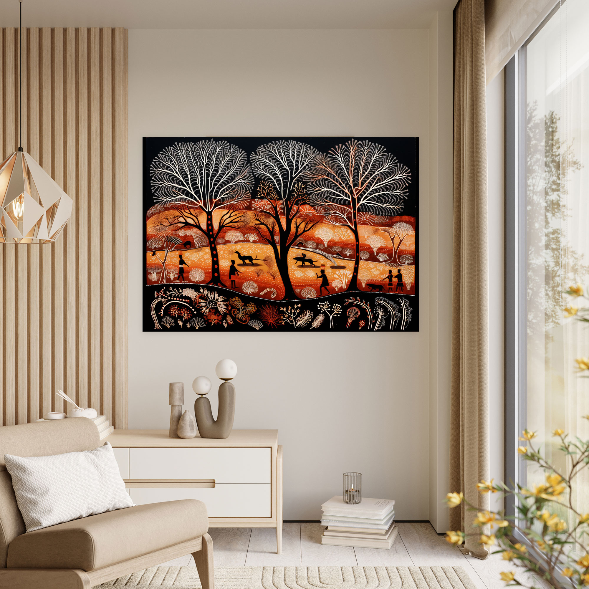 Traditional Aboriginal Wall Art - Aborginal, Wall Decoration, Indigenous Knowledge, Canvas