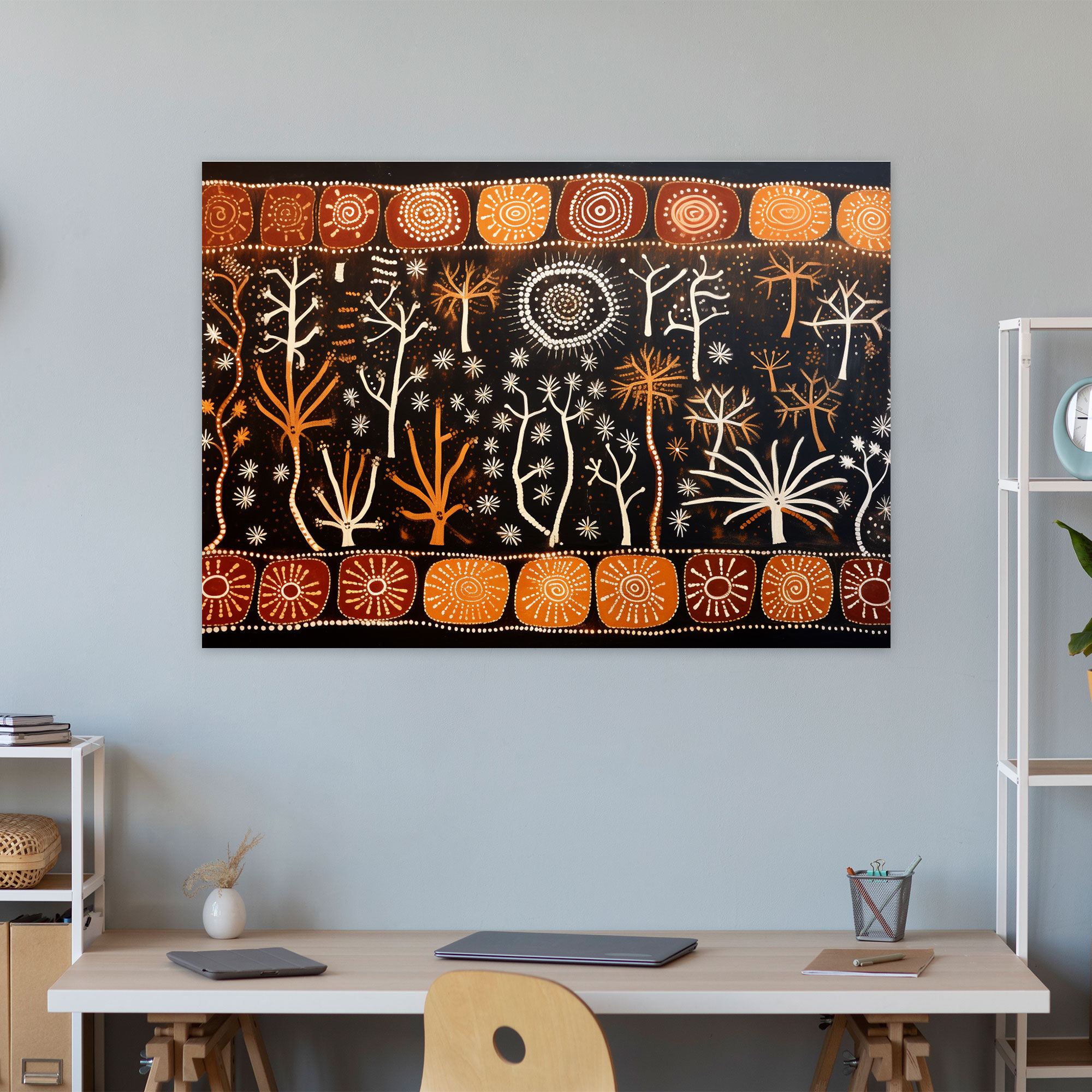 Traditional Aboriginal Bark Painting - Aborginal, Canvas Wall Art, Storytelling, Ancestral Stories
