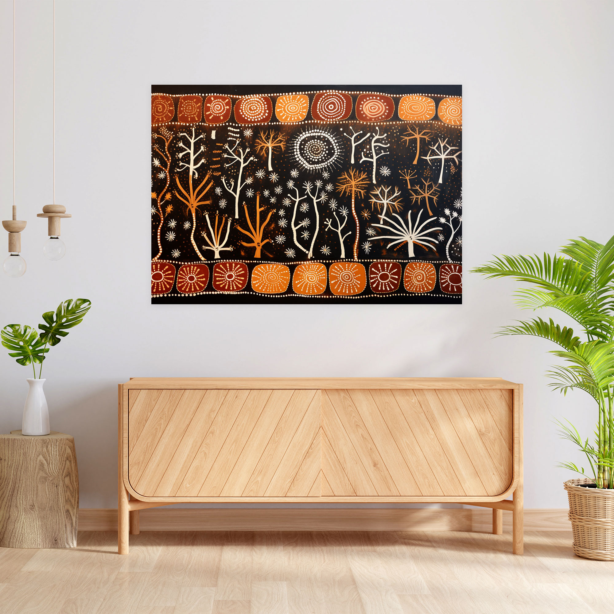 Traditional Aboriginal Bark Painting - Aborginal, Canvas Wall Art, Storytelling, Ancestral Stories