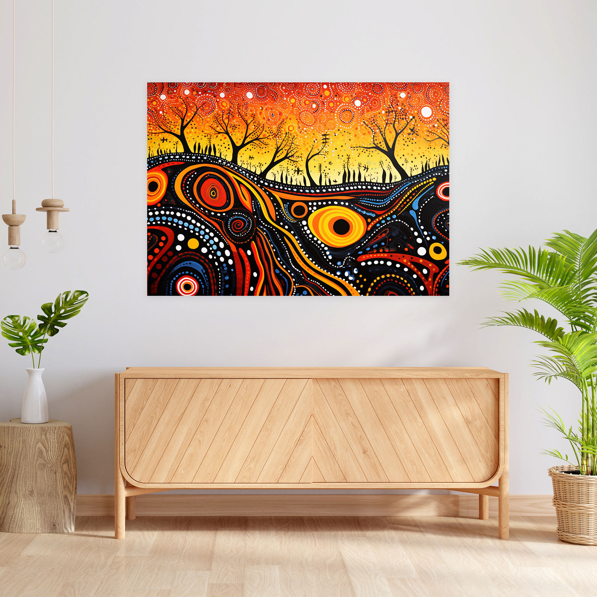 Aboriginal-Inspired Abstract Canvas Print - Aborginal, Wall Art, Traditional Symbolism, Aboriginal
