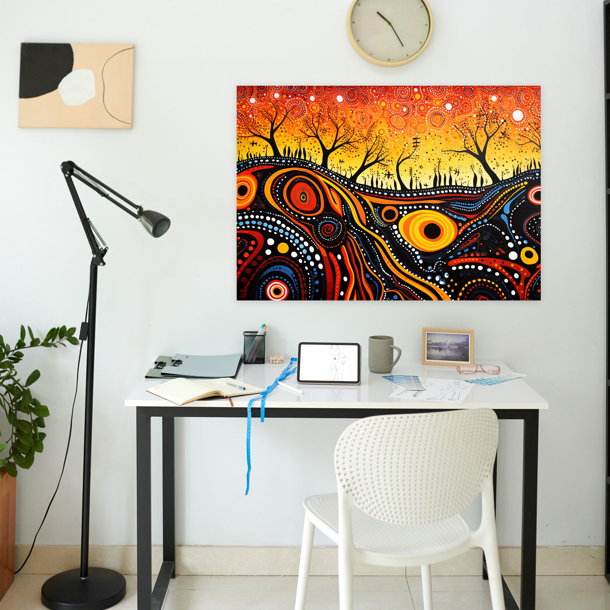 Aboriginal-Inspired Abstract Canvas Print - Aborginal, Wall Art, Traditional Symbolism, Aboriginal