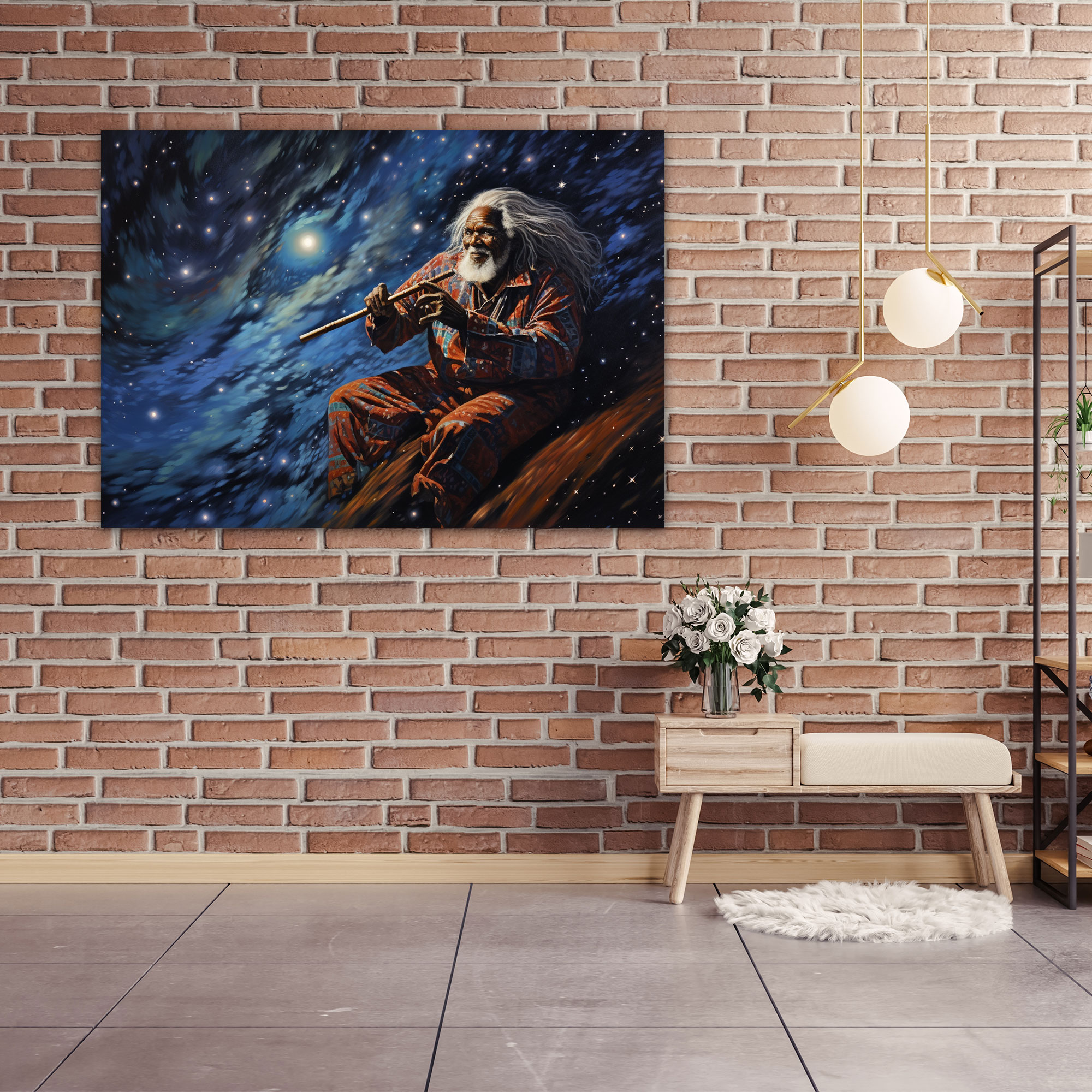 Aborijinal Büyükler Duvar Sanatı - Didgeridoo Duvar Sanatı Ev Dekorasyonu