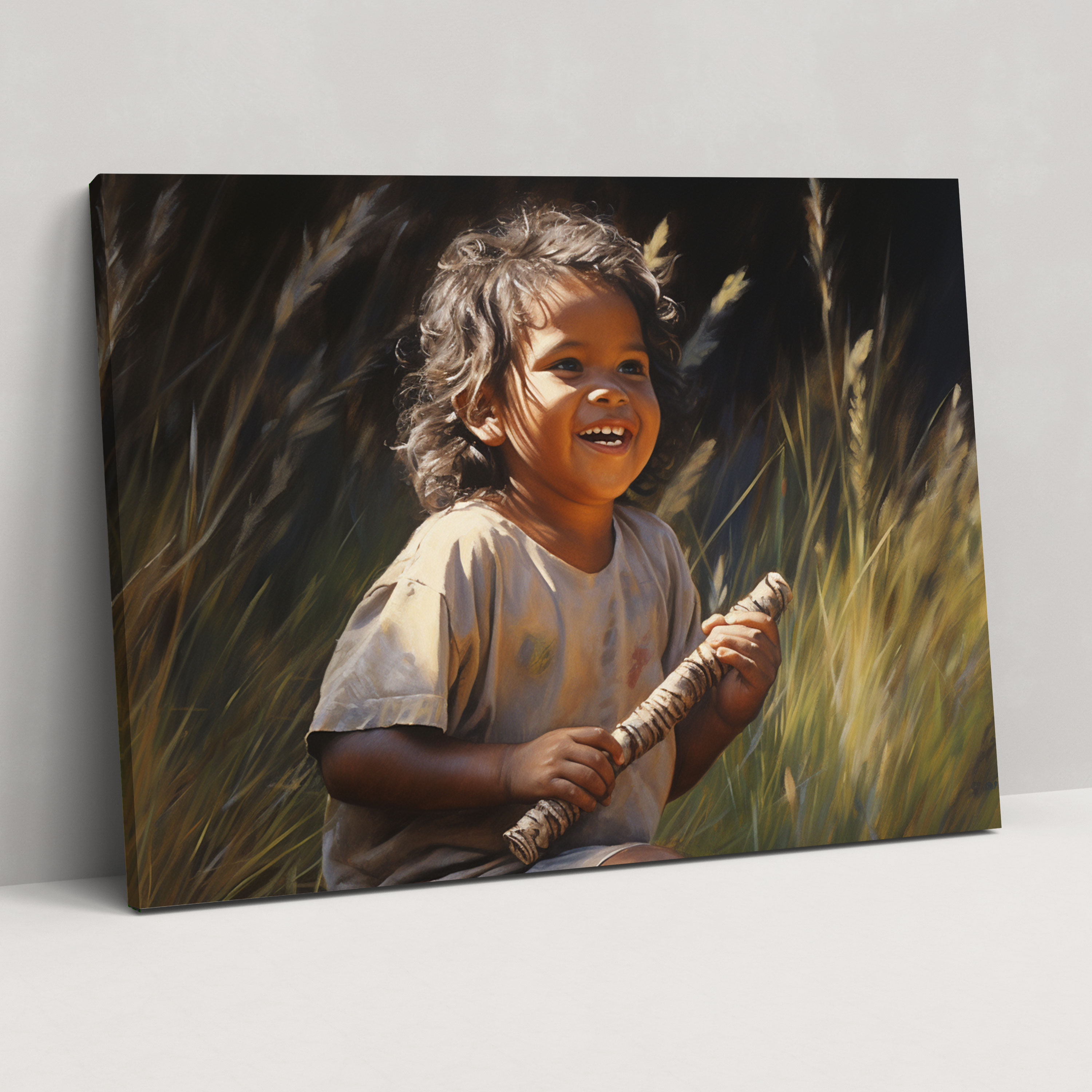 Aboriginal Child Canvas Print - Aborginal, Wilderness, Home Decoration, Didgeridoo
